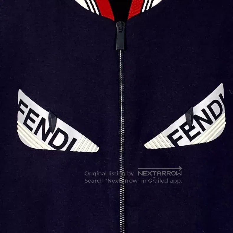 Fendi Fendi Navy blue little monster eye stripe zipper long slee Size US L / EU 52-54 / 3 - 4 Thumbnail