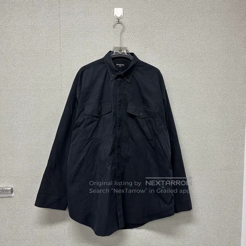 Balenciaga Black Wrinkled Canvas Work Jacket