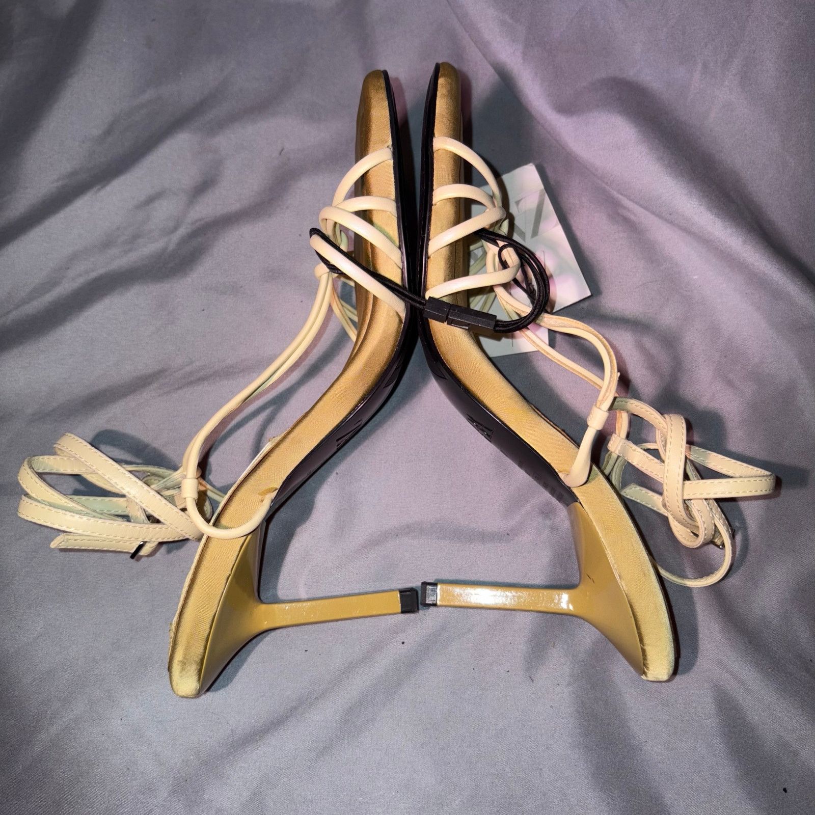 Zara Zara Butter Yellow Strappy Lace-Up Heels Size 6.5 NWT Size US 6.5 / IT 36.5 - 6 Thumbnail