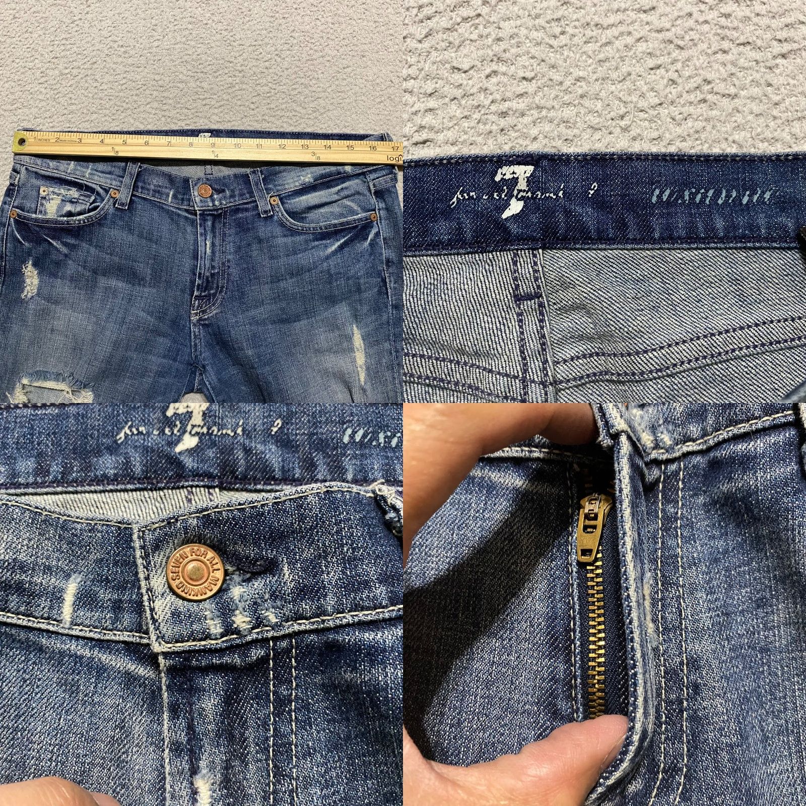 7 For All Mankind 7 For All Mankind Jeans Womens Slim Skinny Low Rise Blue Denim 31 Inseam 32 Stretch 5-Pocket Roxanne Size 24" / US 00 / IT 34 - 8 Thumbnail