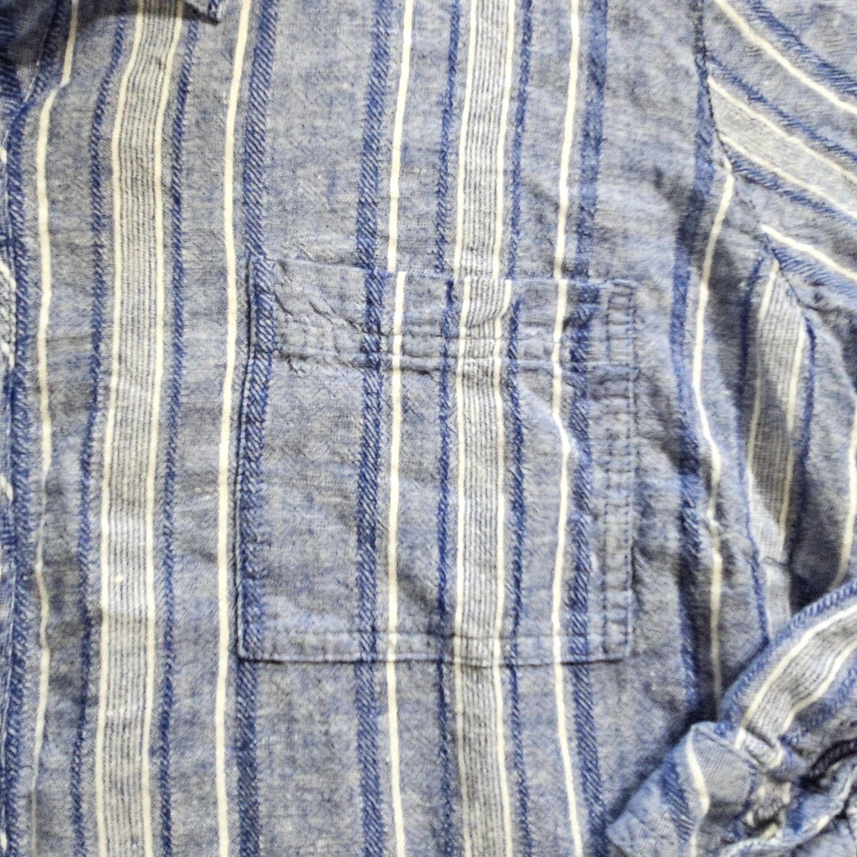 Vintage Susan Graver Top Women XL Petite Blue Linen Striped Button Long Sleeve Casual Blouse Size XL / US 12-14 / IT 48-50 - 4 Thumbnail