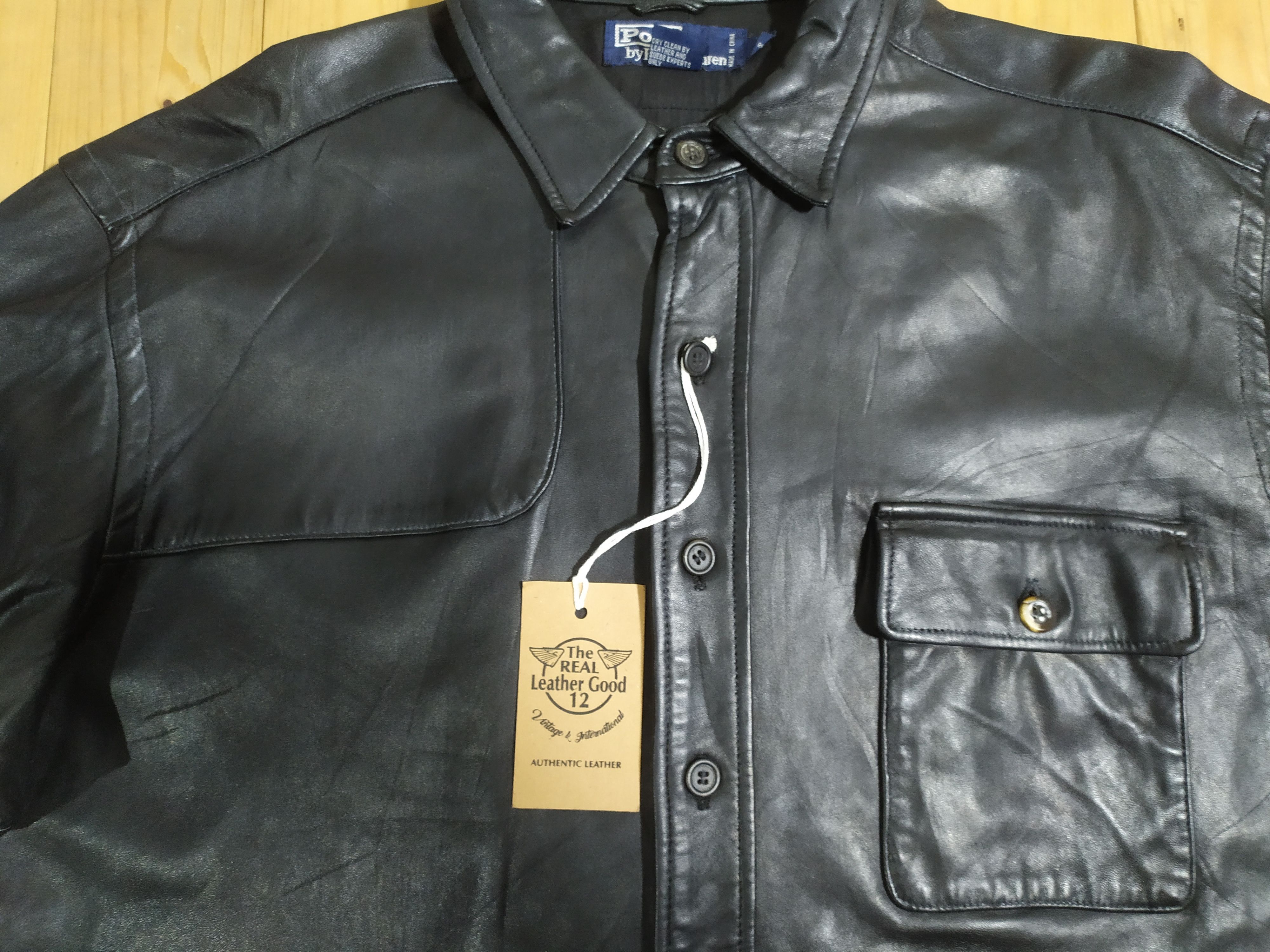 Polo Ralph Lauren × RRL Ralph Lauren POLO RALPH LAUREN LEATHER BLACK SHIRT JACKET Size US L / EU 52-54 / 3 - 4 Thumbnail