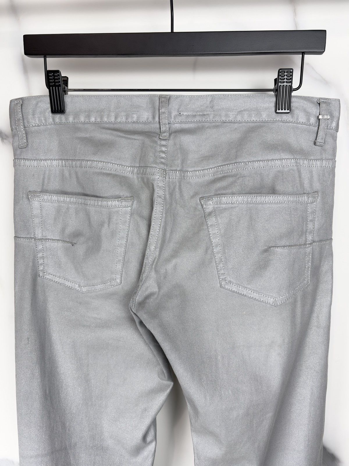 Dior × Hedi Slimane SS06 Dior Homme Silver Metallic Glitter Waxed Coated Jeans Size US 28 / EU 44 - 5 Thumbnail