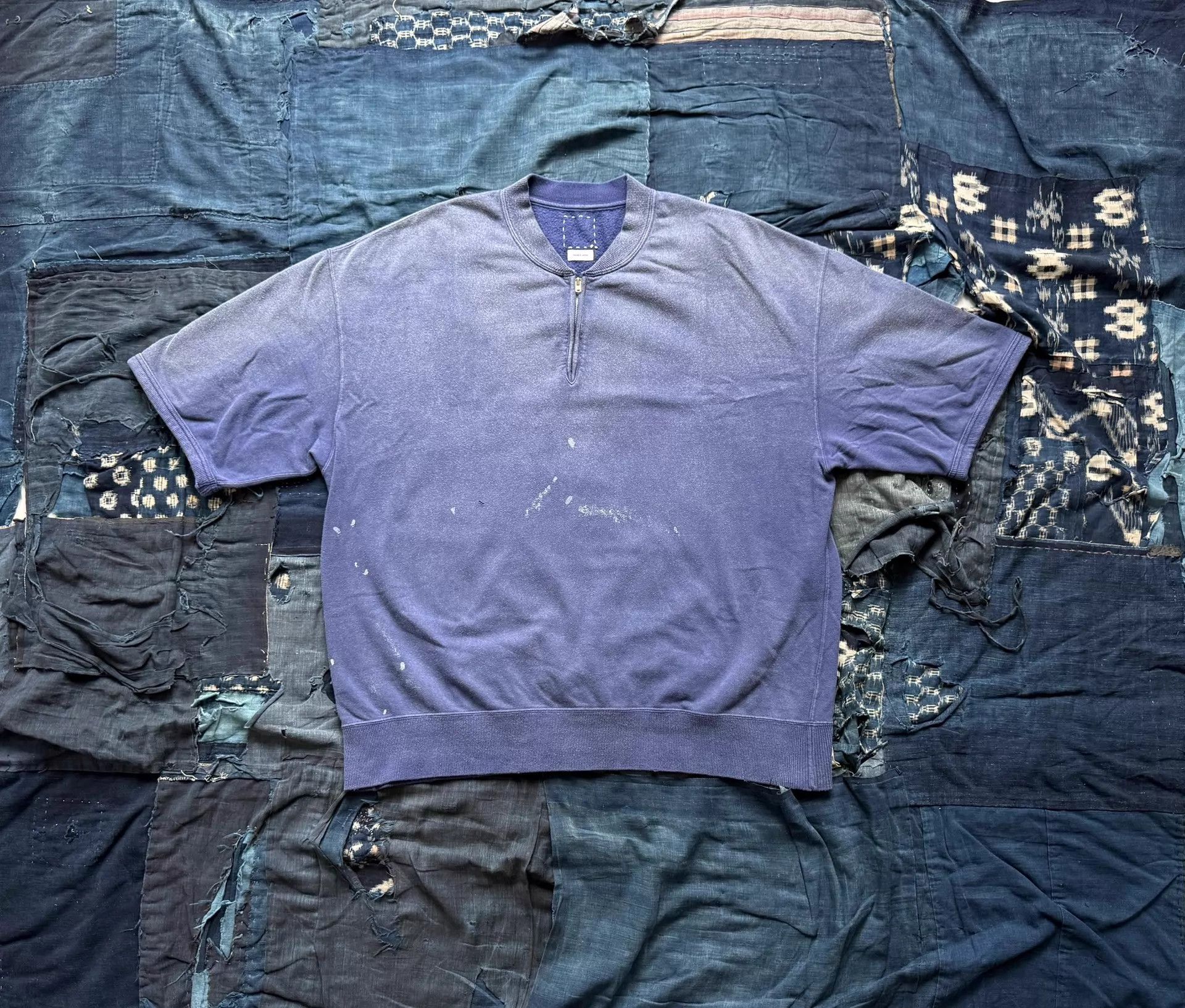 Visvim VISVIM MONDO HENLEY ZIP S/S CRASH NAVY US 2 New | Grailed