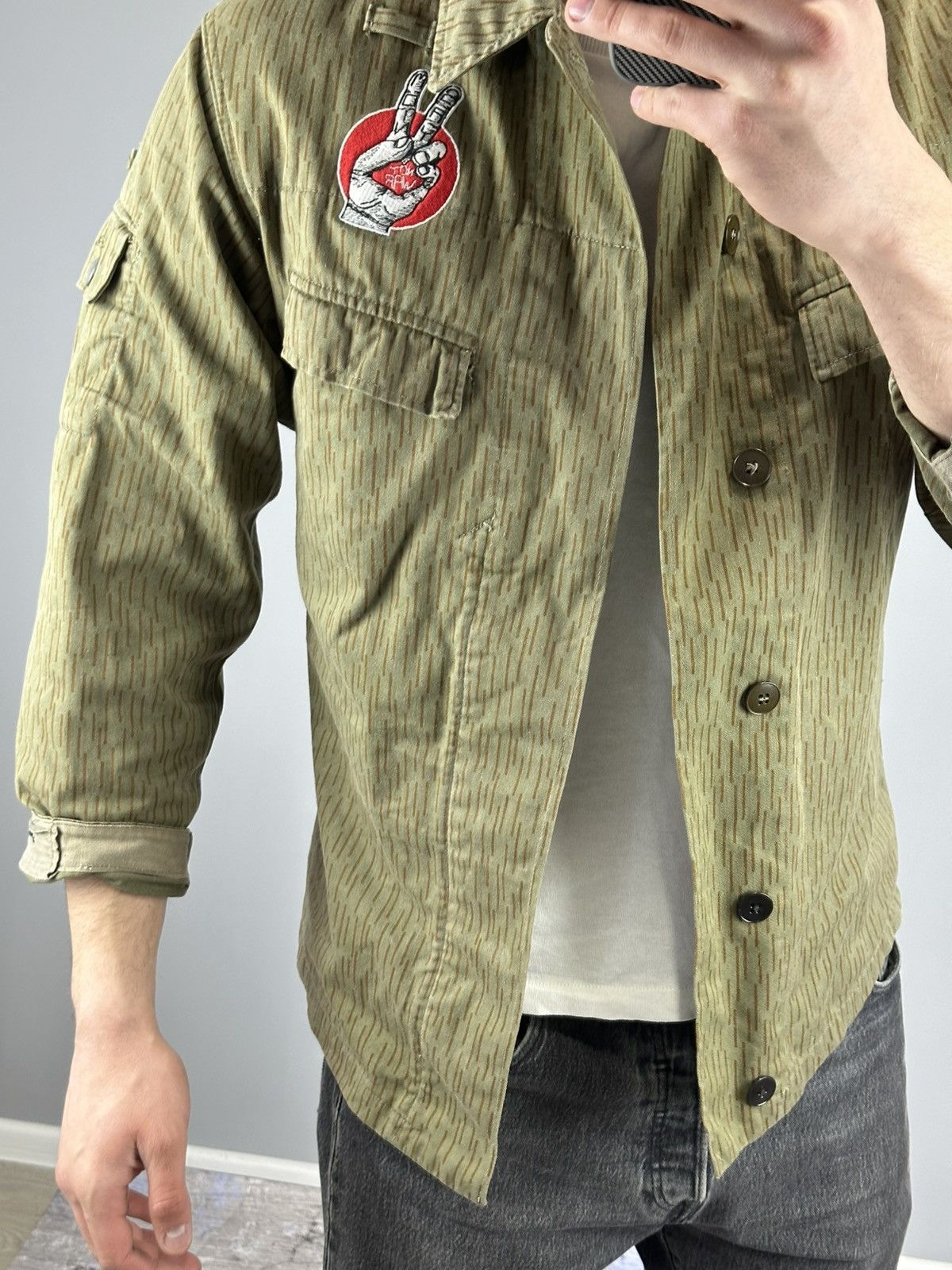 Vintage Vintage Rain Camo jacket military olive green embroidered Size US M / EU 48-50 / 2 - 4 Thumbnail