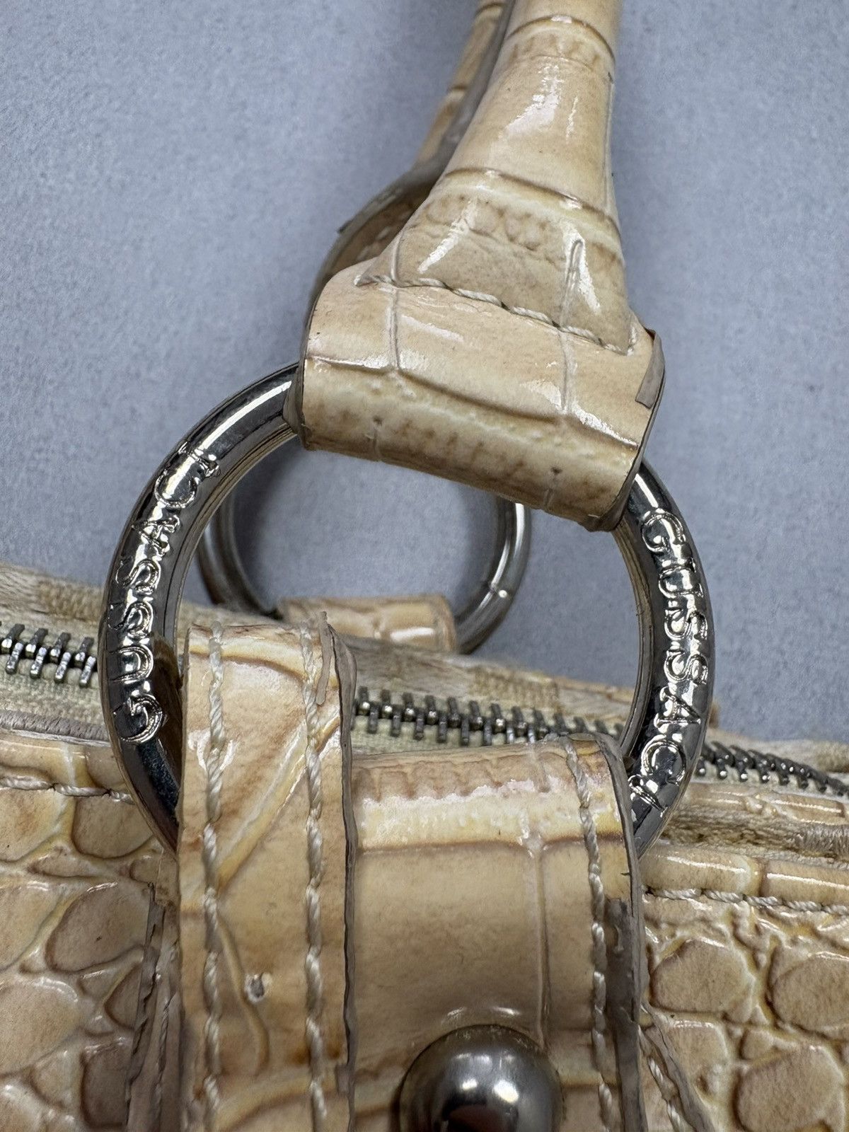 Designer Y2K Gussaci Rare Monogram Logo Faux Croc Handle Bag 2000s Size ONE SIZE - 4 Thumbnail