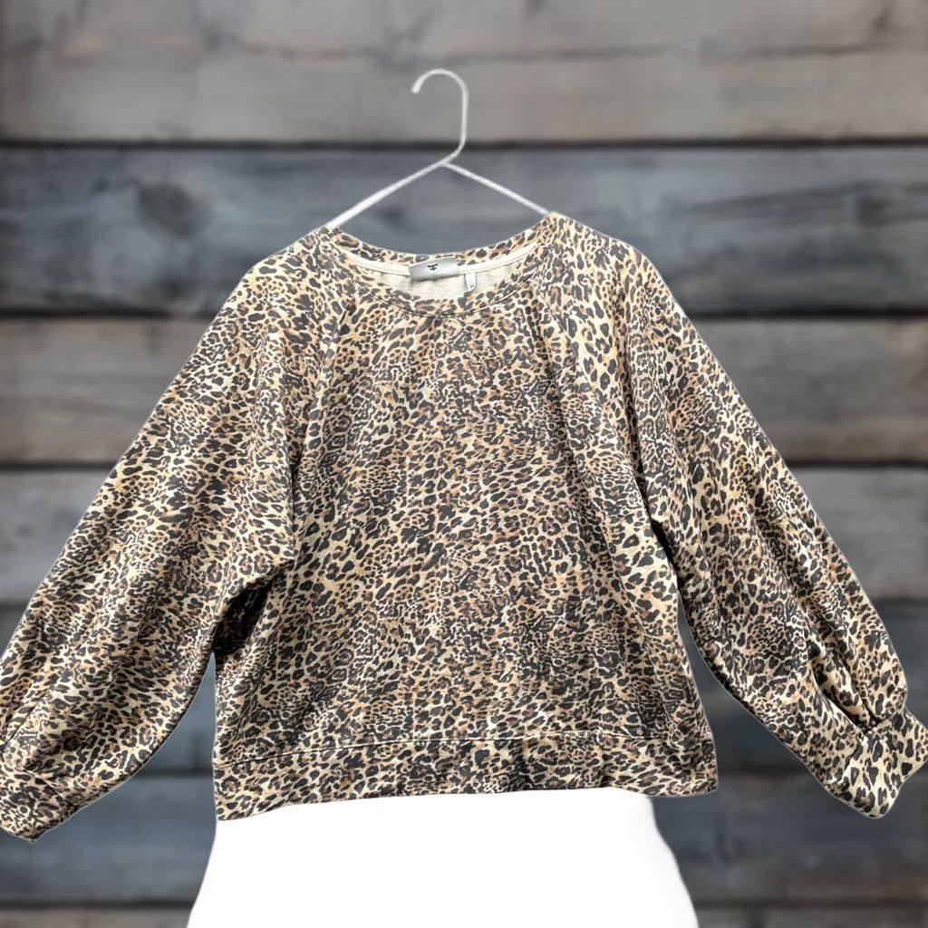 Vintage Kosiuko Sweatshirt Leopard Print Womens XL Ballon Sleeve Boat Neck Beige Size XL / US 12-14 / IT 48-50 - 1 Thumbnail