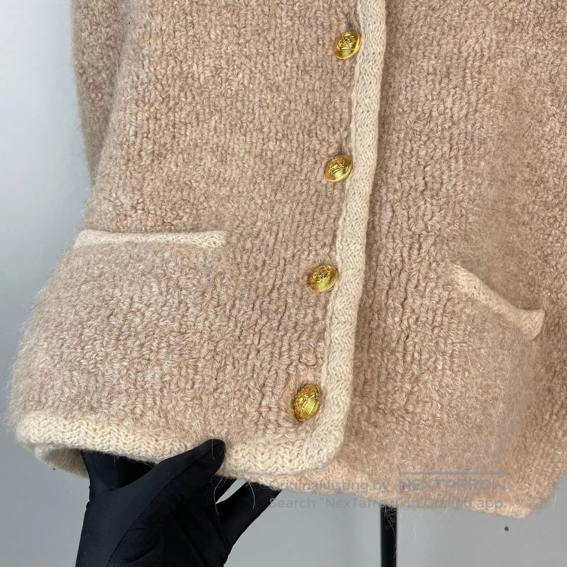 Celine CELINE Oatmeal Color Alpaca Wool Gold Buckle Jacket| Size S / US 4 / IT 40 - 3 Thumbnail