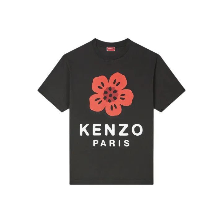 KENZO Floral Logo Printed Black T-Shirt for Men -2507