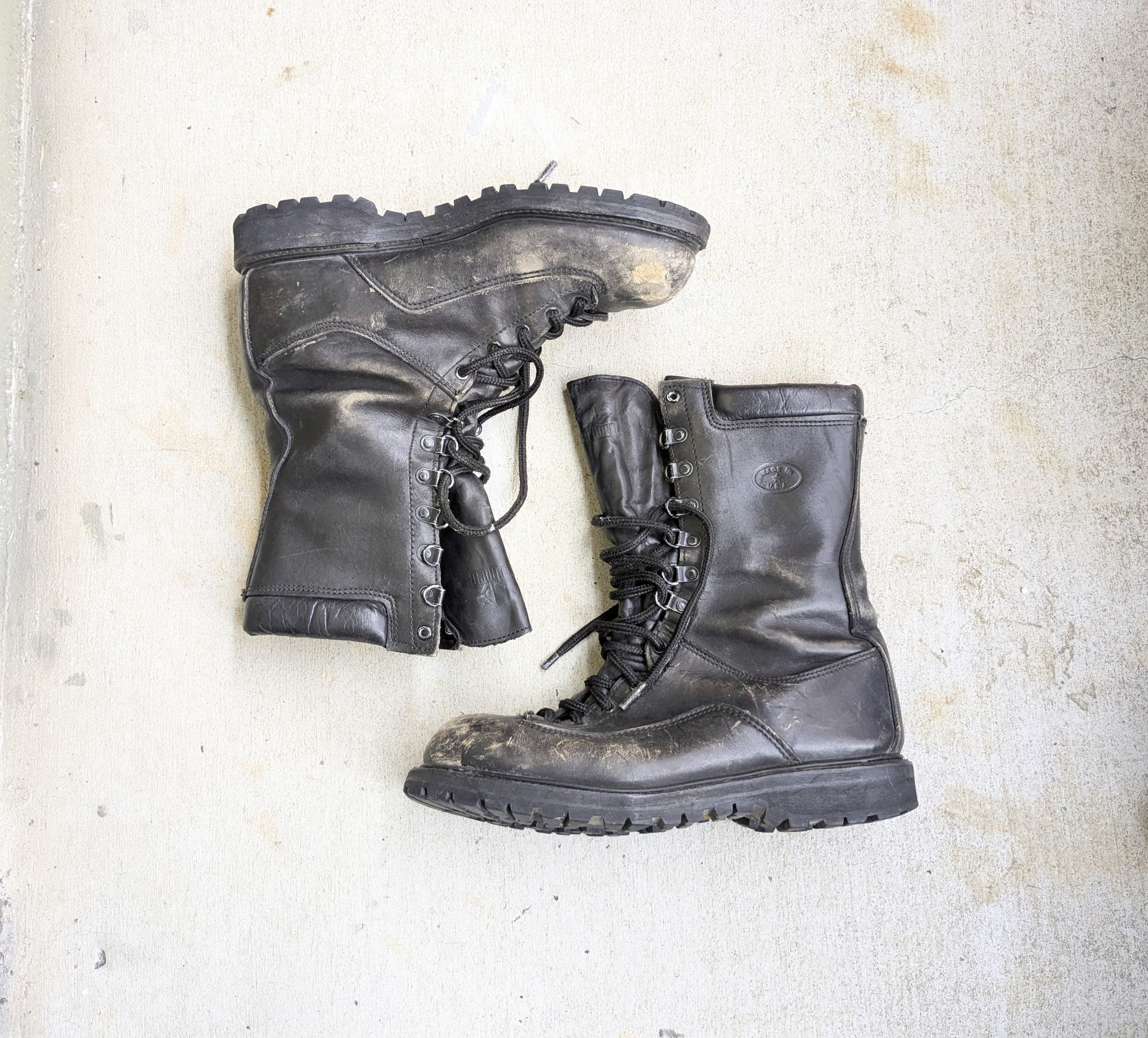 Genuine Leather × Vintage Vintage Boots Black Leather 10 Wide Work Rubber Combat Size US 10 / EU 43 - 1 Thumbnail