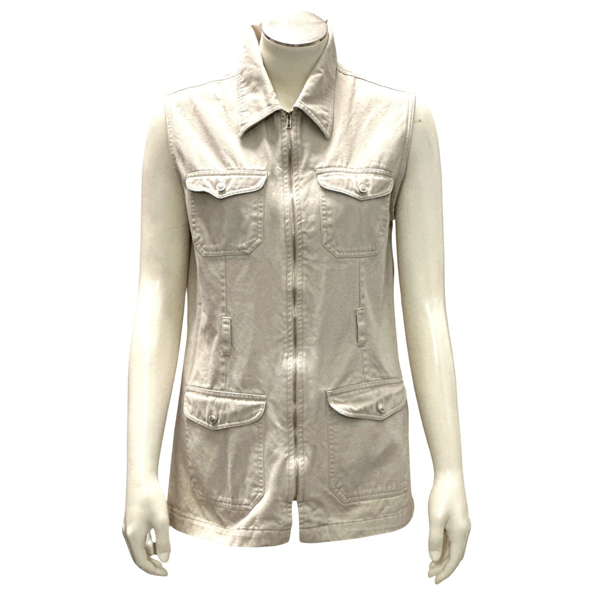 Other 907 Company Small Utility Travel Vest Neutral Cotton Zip Fro Size S / US 4 / IT 40 - 2 Thumbnail