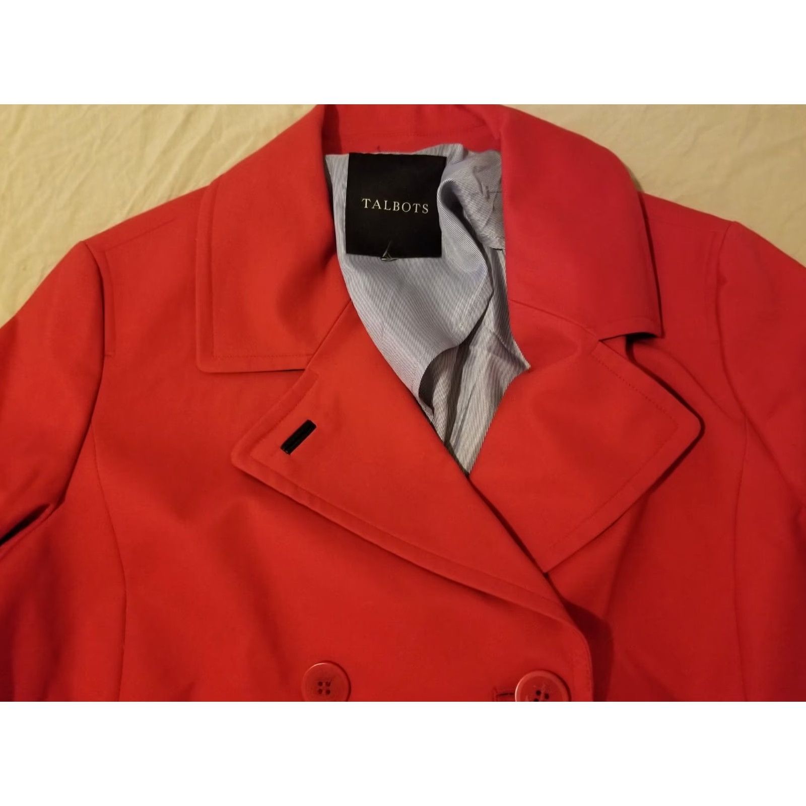 Talbots Womens Talbots Jacket 14 Red Pea Coat Cotton Coat Mens? Size XL / US 12-14 / IT 48-50 - 2 Thumbnail