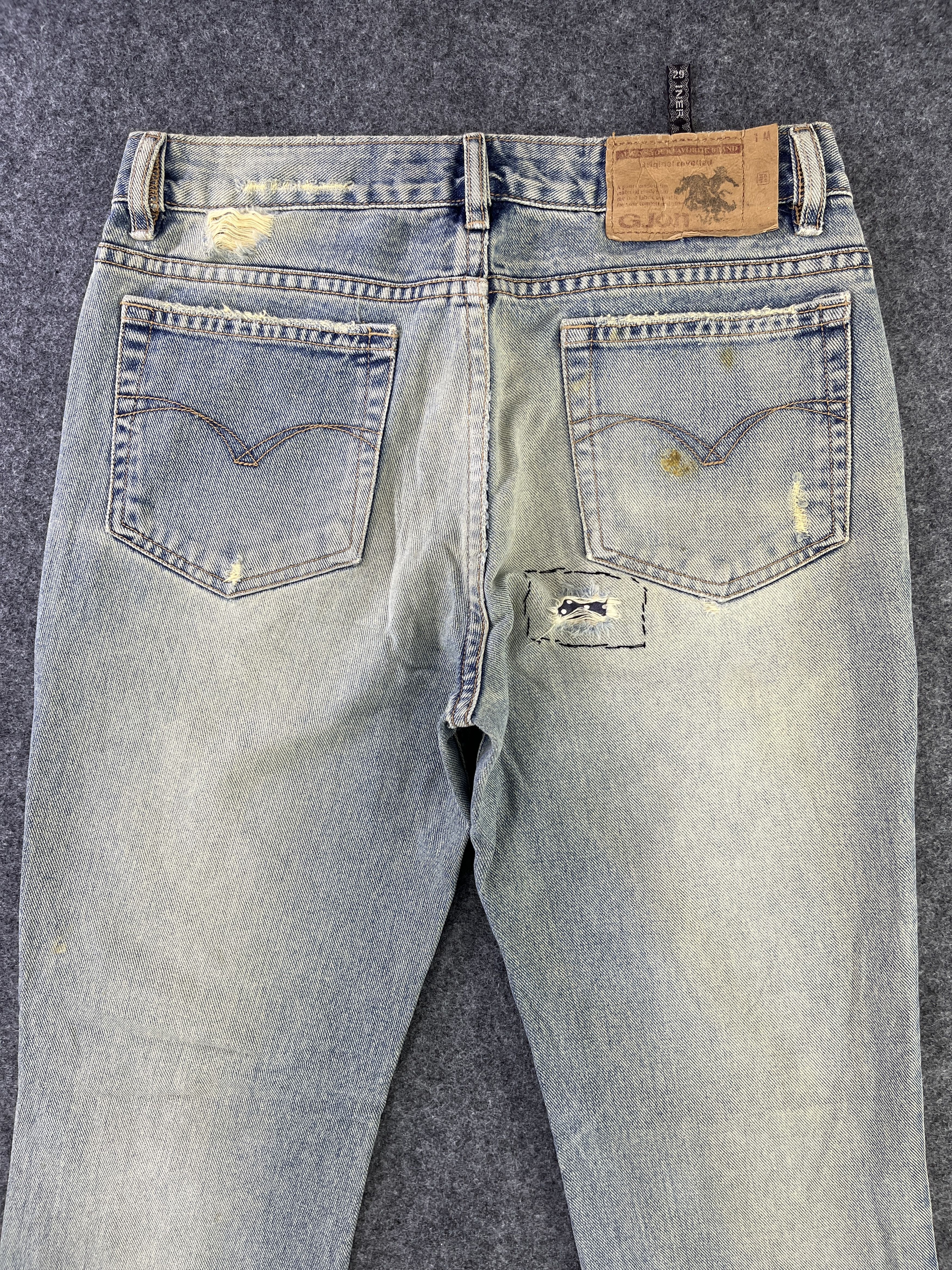 Japanese Brand G Jon Distressed Jeans Flare Denim - J945 Size 29" - 4 Thumbnail
