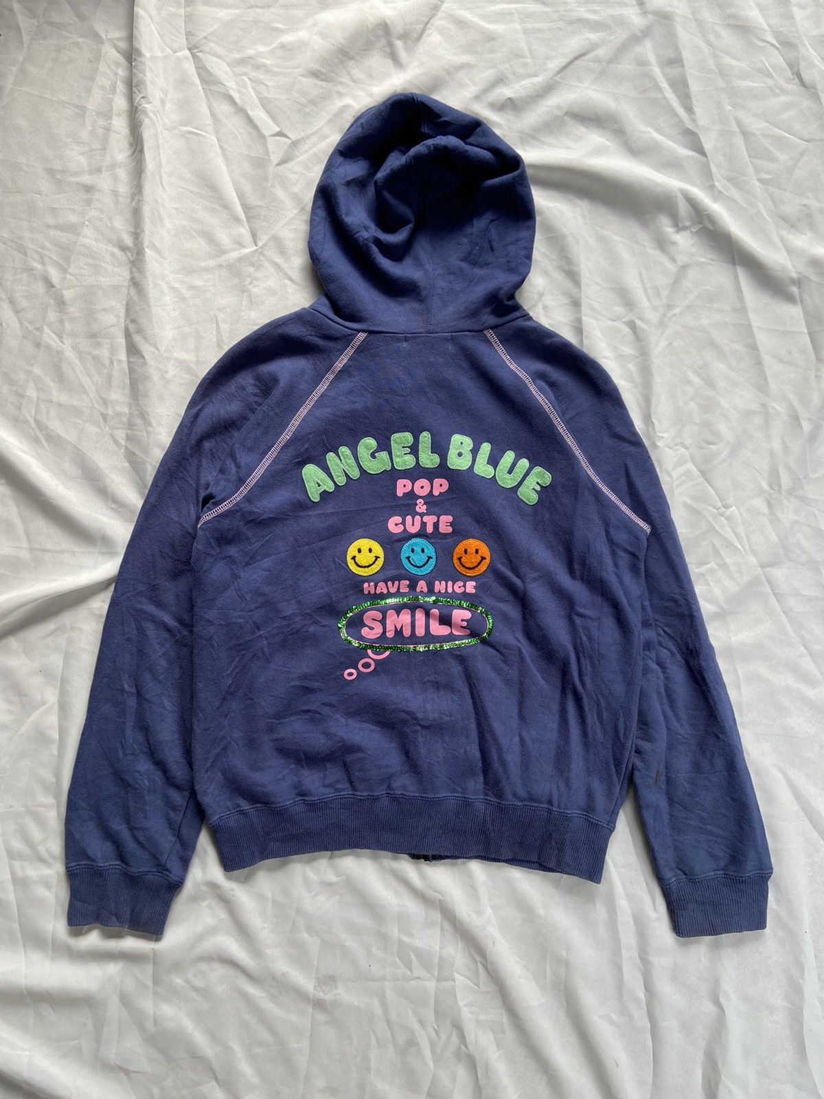 ANGELS BLUE POP CUTE HAVE A NICE SMILE ZIP HOODIE