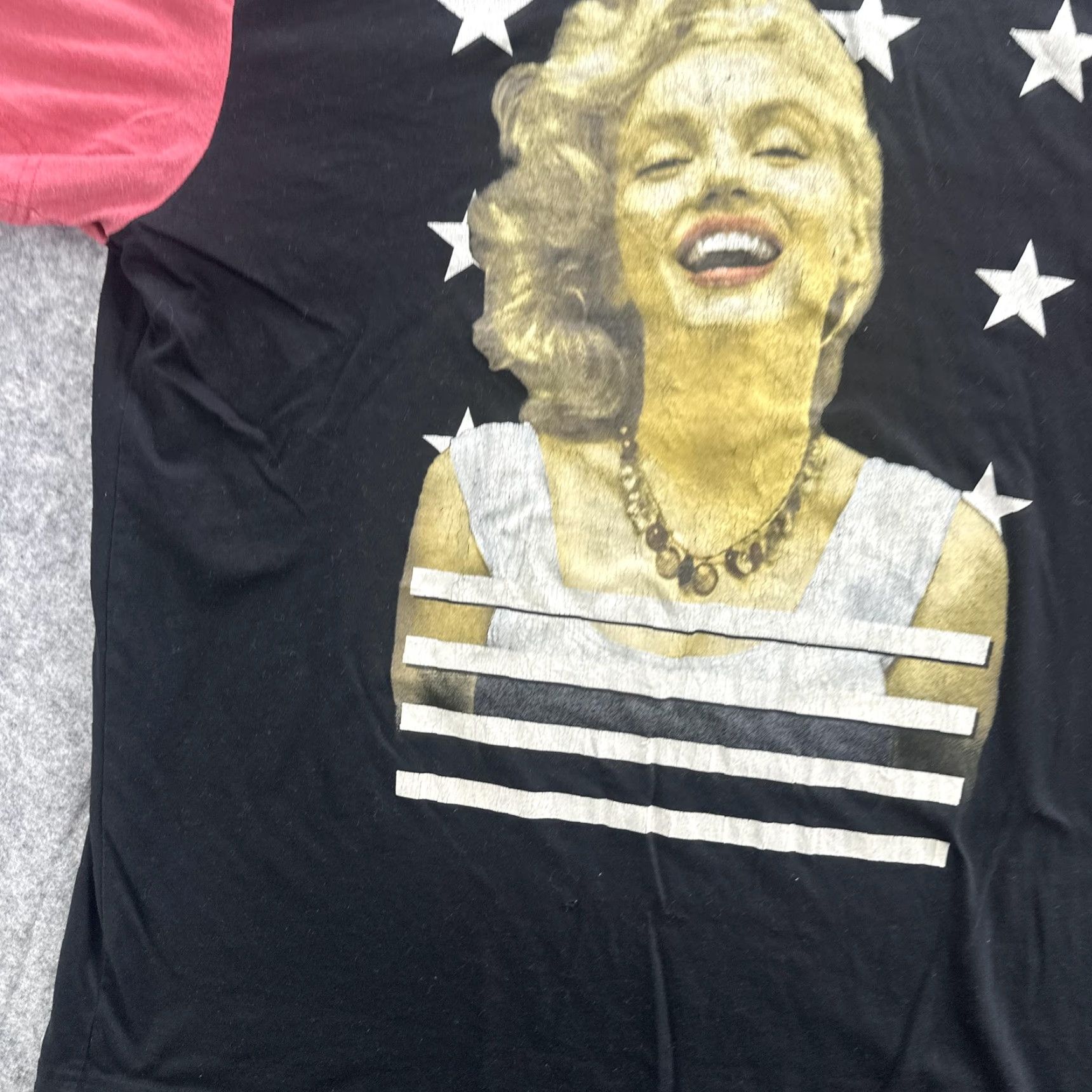 Vintage Marilyn Monroe Shirt Mens XL Black Red Stars Striped Graphic Tee Pop Art Vintage No Size US XL / EU 56 / 4 - 4 Thumbnail