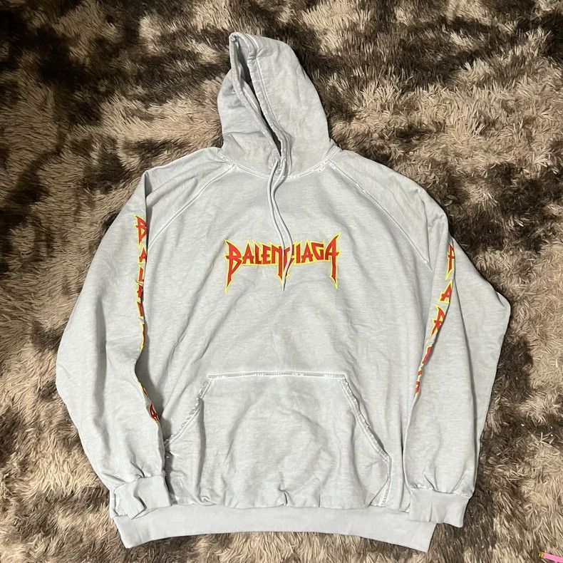Balenciaga Balenciaga Metallica Oversized Distressed Hoodie Size US L / EU 52-54 / 3 - 1 Thumbnail