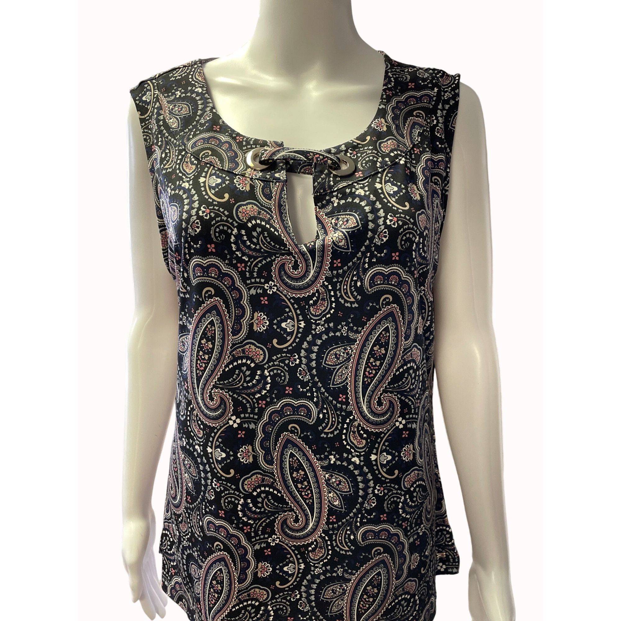 Tommy Hilfiger Tommy Hilfiger Women's Blue Sleeveless Paisley Design Shirt Size XL / US 12-14 / IT 48-50 - 1 Thumbnail