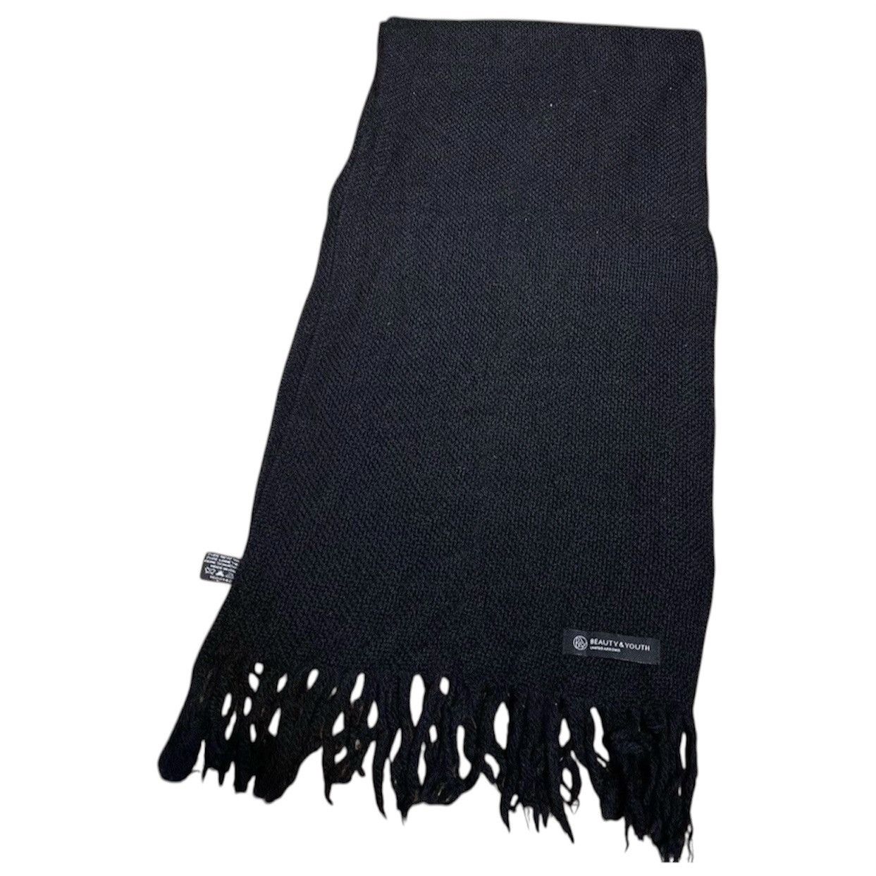 BEAUTY&YOUTH Beauty & Youth United Arrows Black Wool Fringe Scarf Muffler Size ONE SIZE - 1 Thumbnail