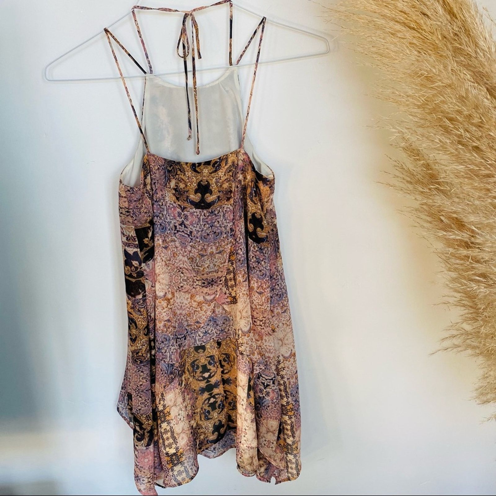 Bcbgmaxazria BCBG Pink Cream Paisley Print Ruffle Tank Mini Dress Size XXS / US 00 / IT 34 - 5 Thumbnail