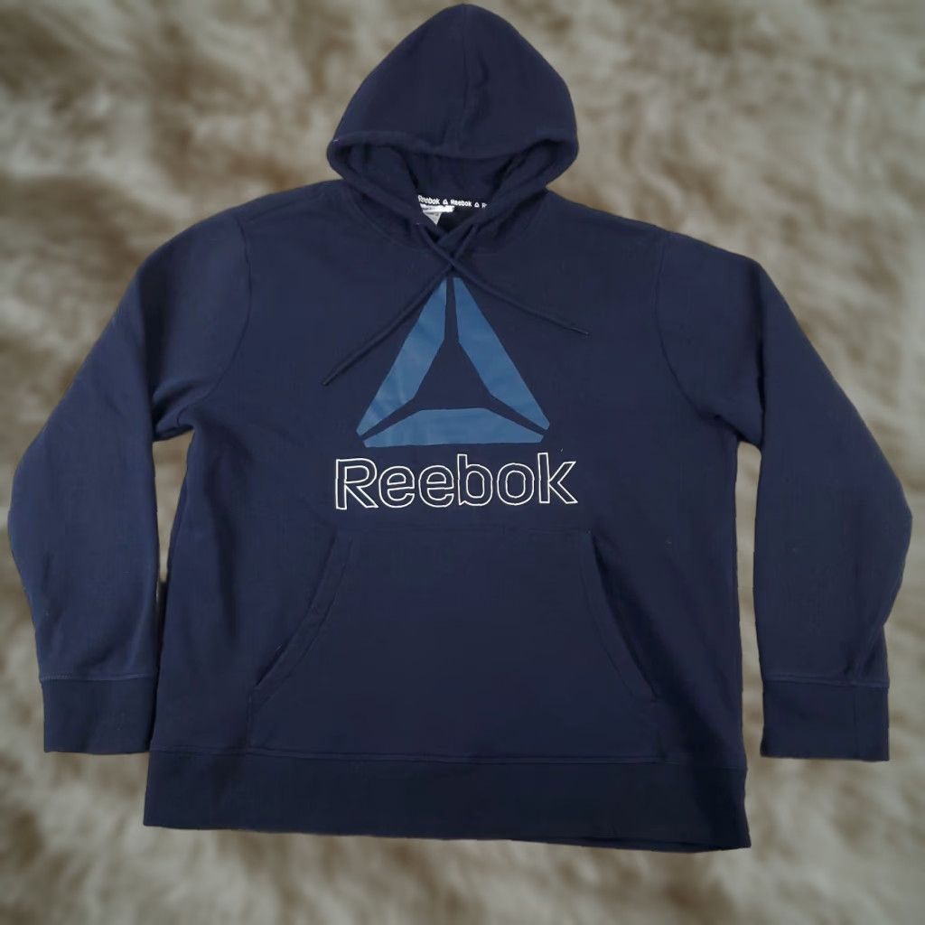 Reebok Reebok Mens Large Hoodie Pullover Sweatshirt Blue Fleece Logo Casual Sports Size US L / EU 52-54 / 3 - 1 Thumbnail