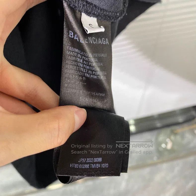 Balenciaga Balenciaga Distressed Black Short Sleeve T-Shirt with Curs Size US S / EU 44-46 / 1 - 6 Thumbnail