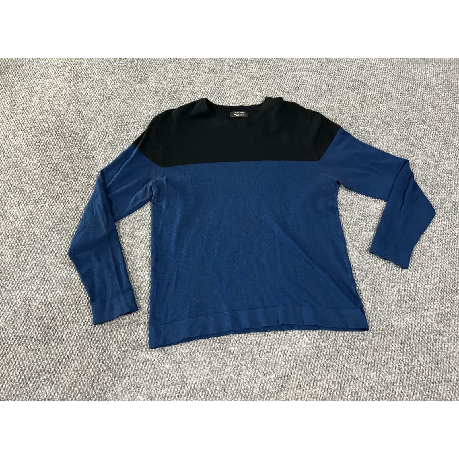 Zara Zara Sweater Mens Large L Colorblock Knit Pullover Crew Neck Long Sleeve Casual Cotton Cable-Knit Pink? Blue Black Gray Size US L / EU 52-54 / 3 - 2 Thumbnail