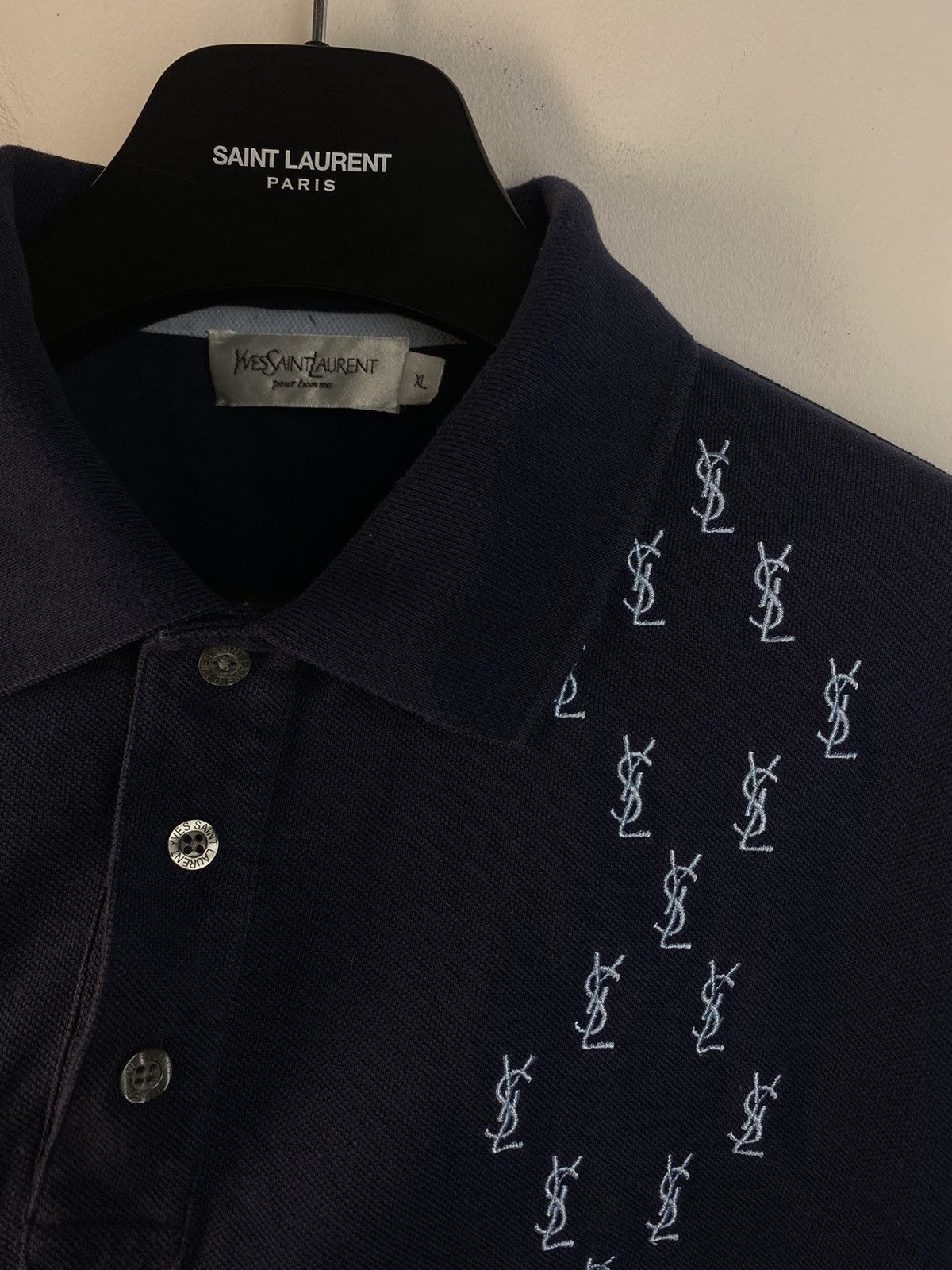 Monogram YSL Polo Shirt Navy Old Money YSL Tee YSL Shirt