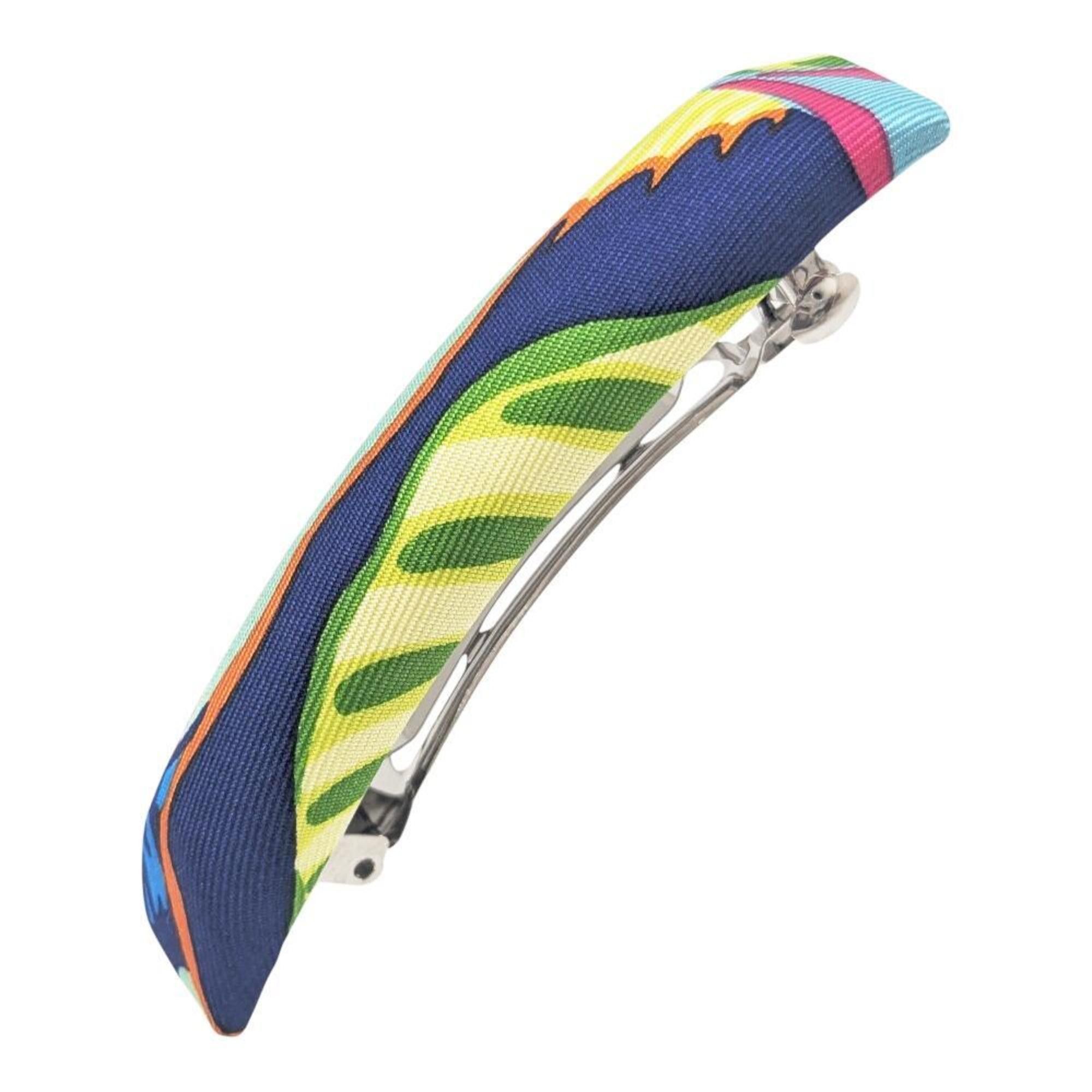 Hermes Eclipse PM Wild Singapore silk print hair barette clip Hermes HERMES Eclipse GM Barrette Hair Clip, Elsa La Folle  main image 4