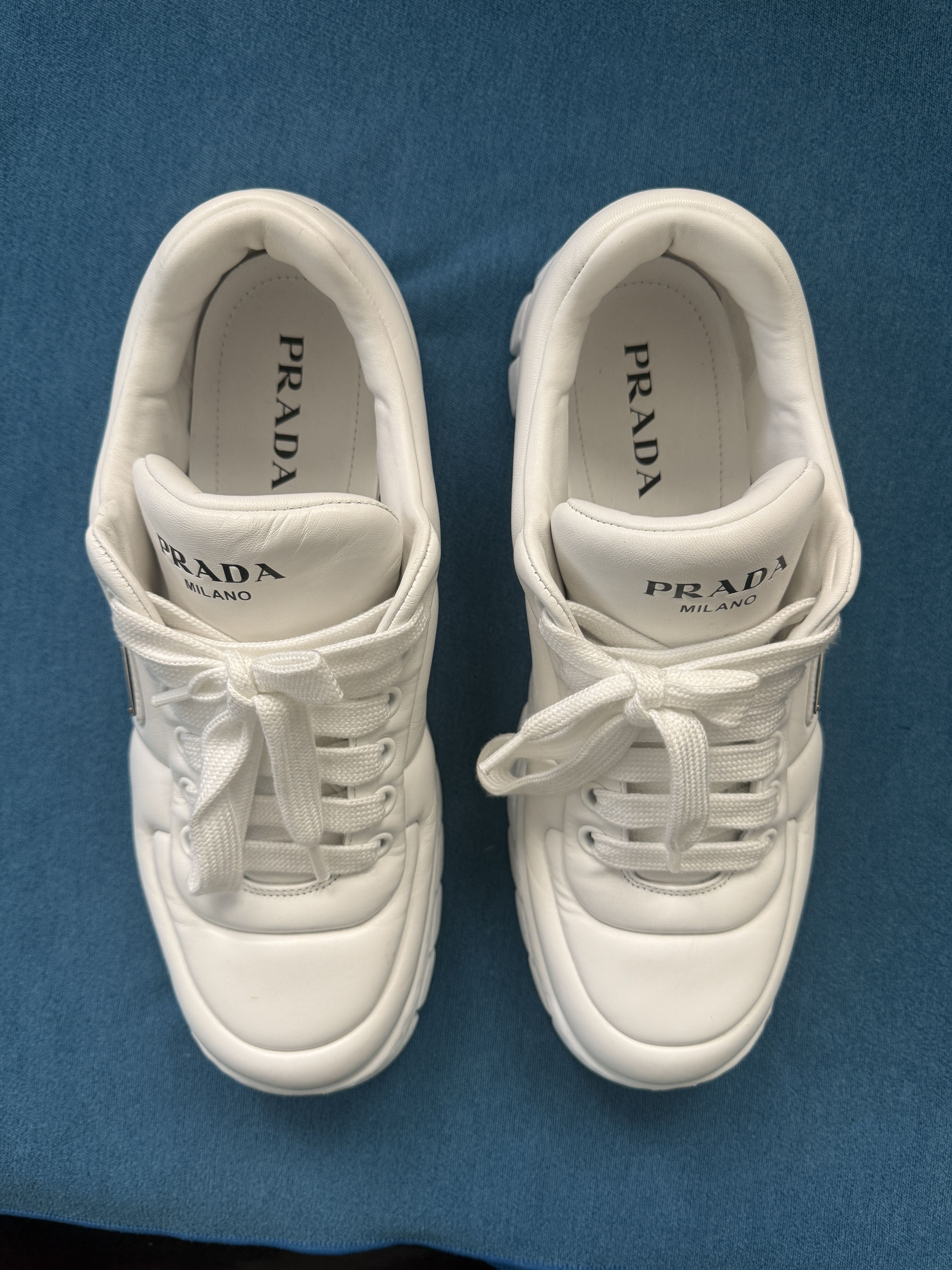 Prada Padded Nappa Leather Sneakers White Size 12 UK/13 US Size US 13 / EU 46 - 3 Thumbnail