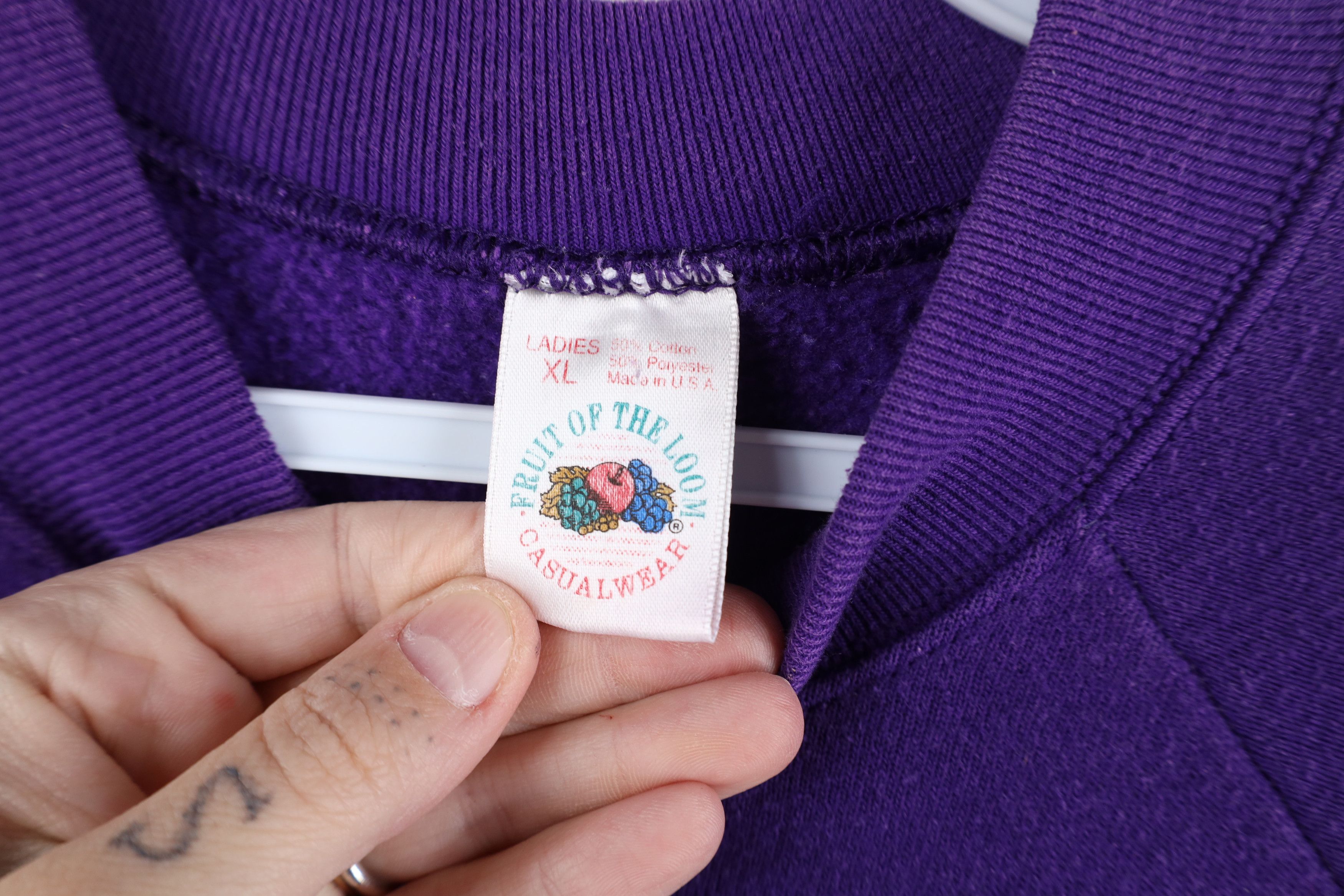 Vintage Vintage 90s Streetwear Heavyweight Sweatshirt Purple USA Size XL / US 12-14 / IT 48-50 - 4 Thumbnail