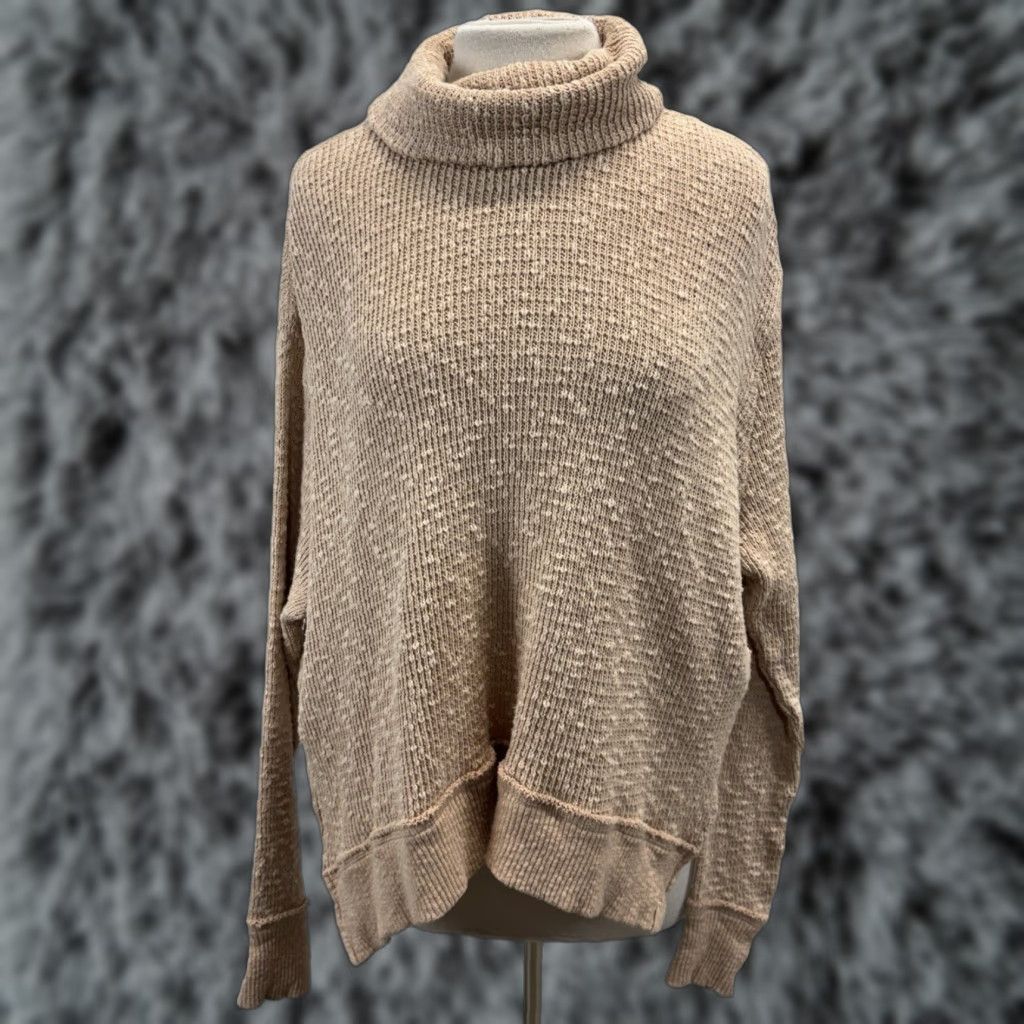 Free People Free People Sweater Shirt? No—Correction: Free People Light Pink Oversized Tommy Turtleneck Sweater Medium Slouchy Boho Size M / US 6-8 / IT 42-44 - 1 Thumbnail