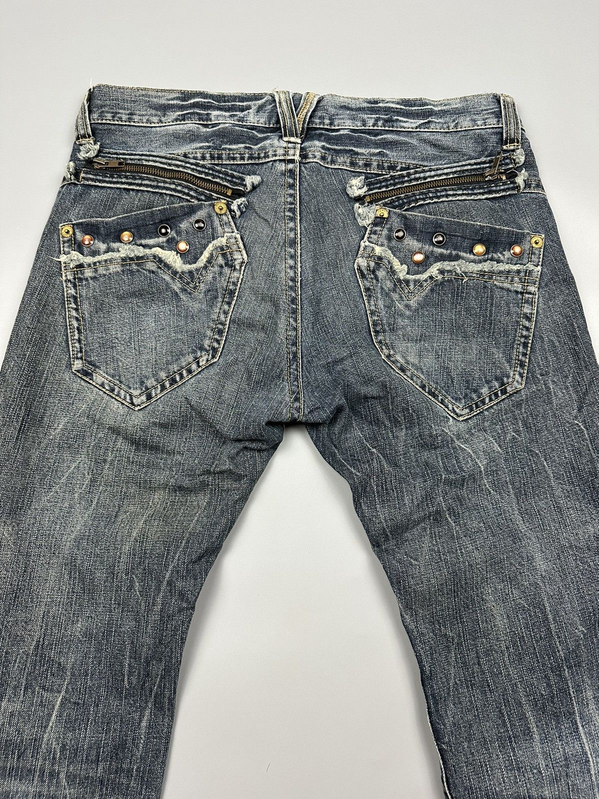 If Six Was Nine Distressed Denim Lightning Flare Jeans Size US 33 - 9 Thumbnail