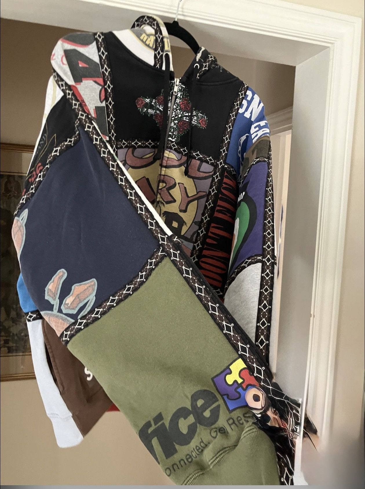 Number (N)ine × Supreme FW25 Supreme / Number (N)ine Patchwork Hooded Sweatshirt Size US XL / EU 56 / 4 - 3 Thumbnail