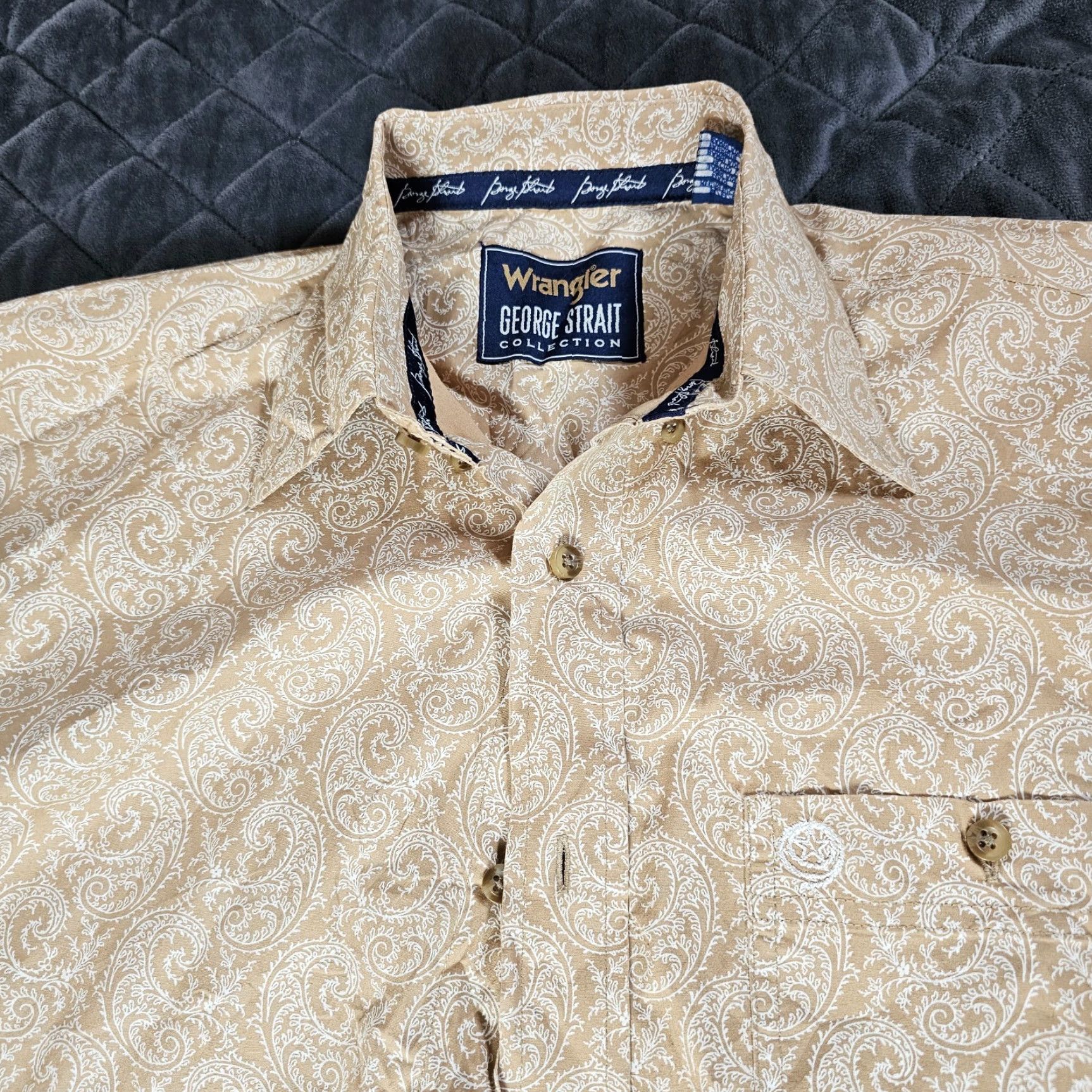 Wrangler Wrangler Shirt Button-Up George Strait Long Sleeve Brown Paisley M Men Casual Western Shirt Size US M / EU 48-50 / 2 - 5 Thumbnail