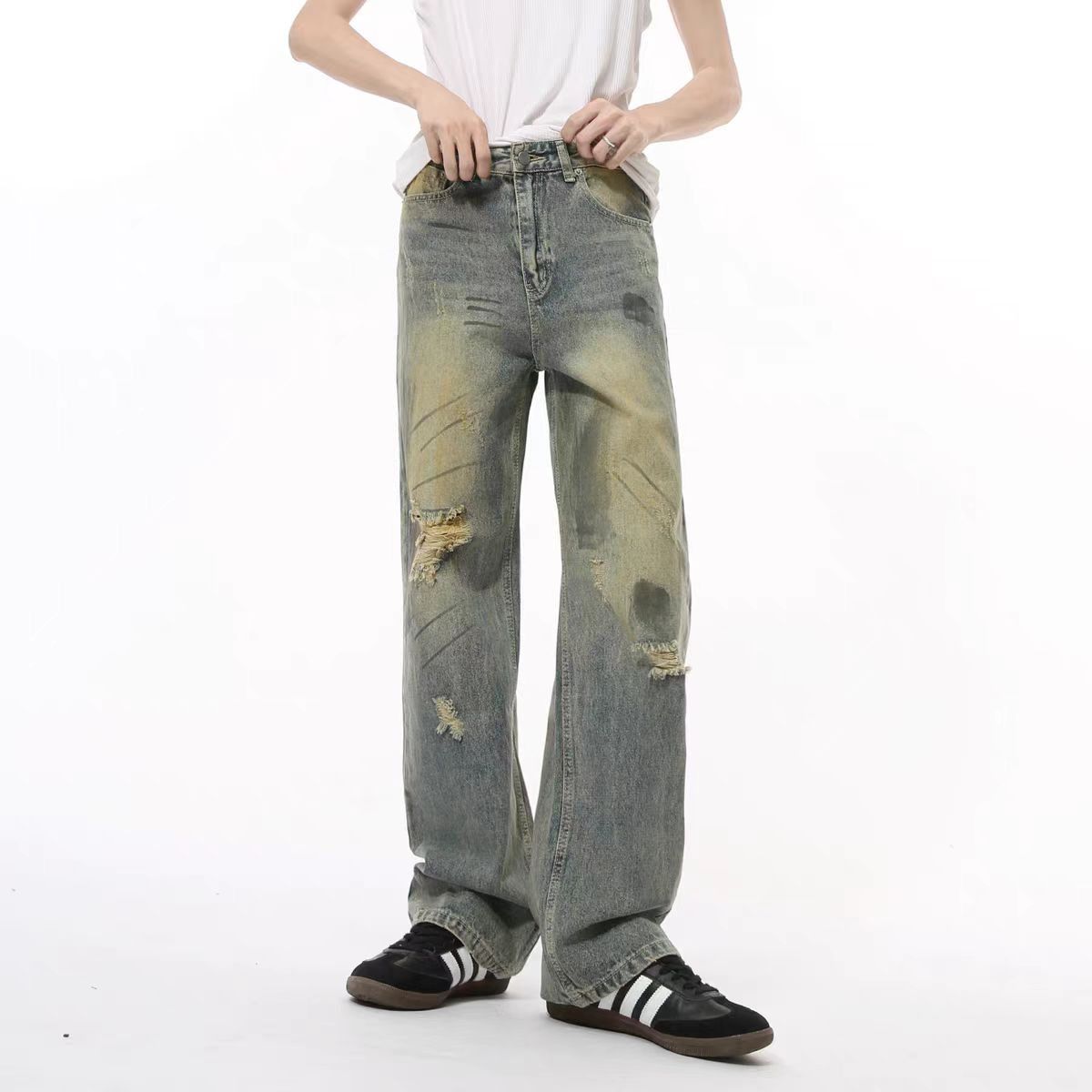 Japanese Brand × Jean Street Graffiti Ripped Straight Jeans Size US 30 / EU 46 - 1 Thumbnail