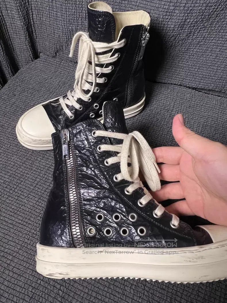 Rick Owens Rick Owens 25SS paper foil multi-hole high-top sneaker wit Size US 13 / EU 46 - 2 Thumbnail