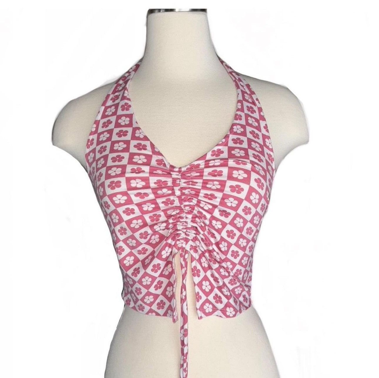 Other Pink Floral Halter Top Y2K Style Size M Rebellious Dreamer Size M / US 6-8 / IT 42-44 - 1 Thumbnail