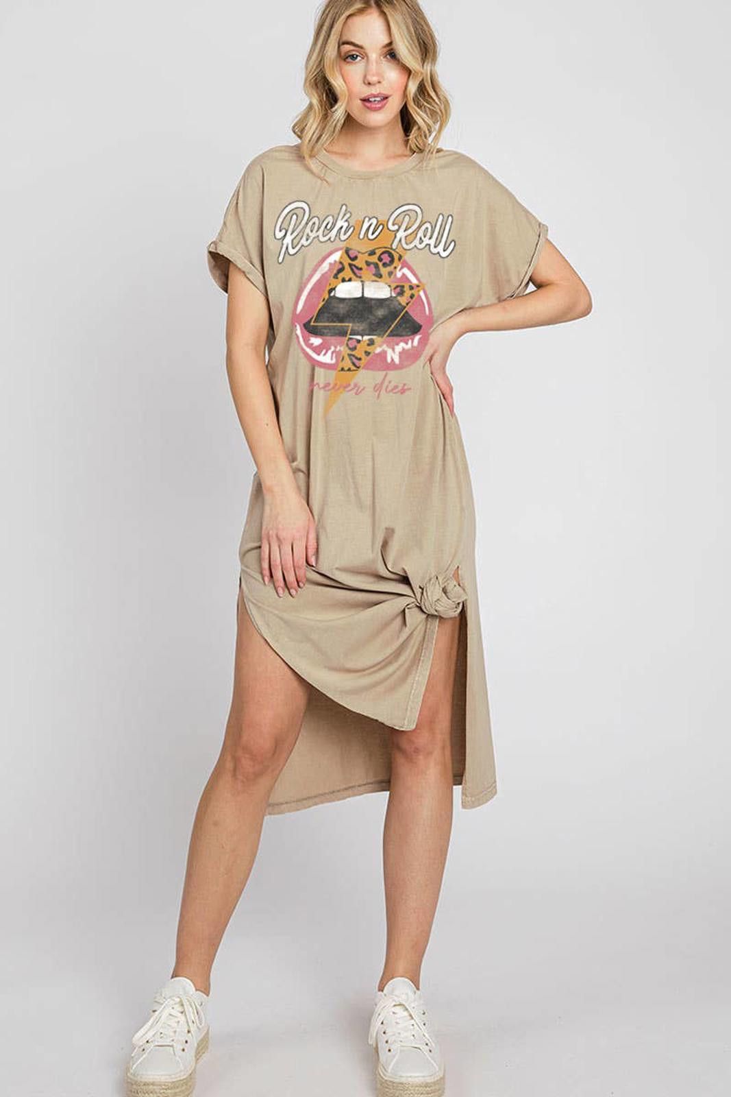 Other ROCK AND ROLL NEVER DIES MINERAL GRAPHIC DRESS Size L / US 10 / IT 46 - 3 Thumbnail