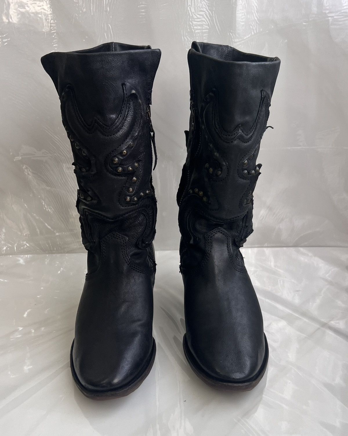 A.S.98 As 98 Airstep Zipper Boho Black Biker distressed boot Size US 8 / IT 38 - 2 Thumbnail