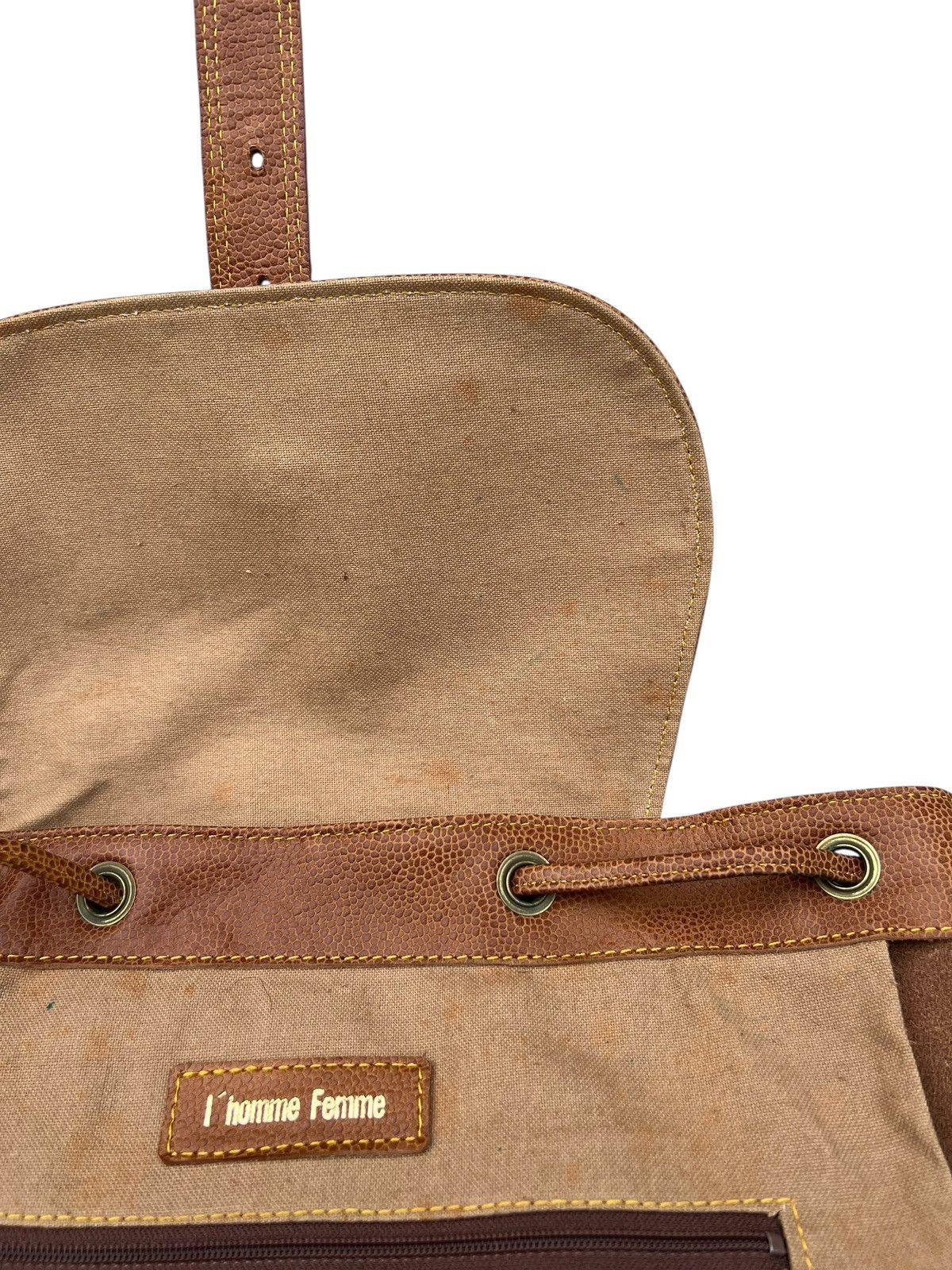 Leather Vintage L’ Homme Femme Leather Backpack Bag Size ONE SIZE - 22 Thumbnail
