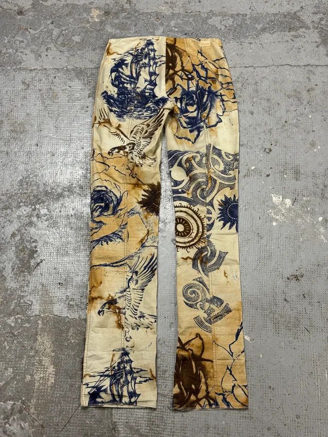 Roberto Cavalli 2000s Cavalli Class Eagle Boat Tatoo Beige Pants Size 24" / US 00 / IT 34 - 8 Thumbnail