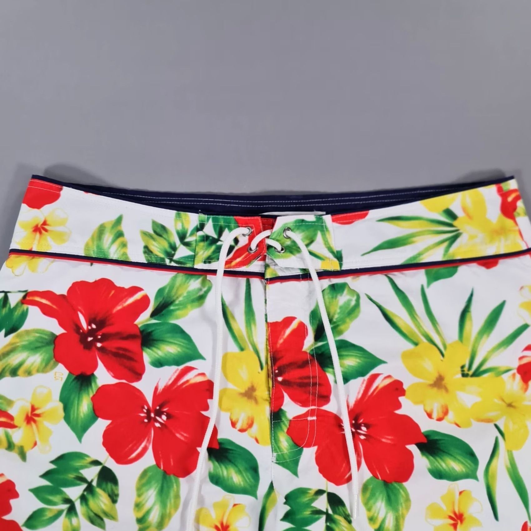 Parker Parke & Ronen Mens Swim Shorts White 32 Floral Holiday Swim Bottom Quick Dry Pockets Drawstring Size US 32 / EU 48 - 2 Thumbnail