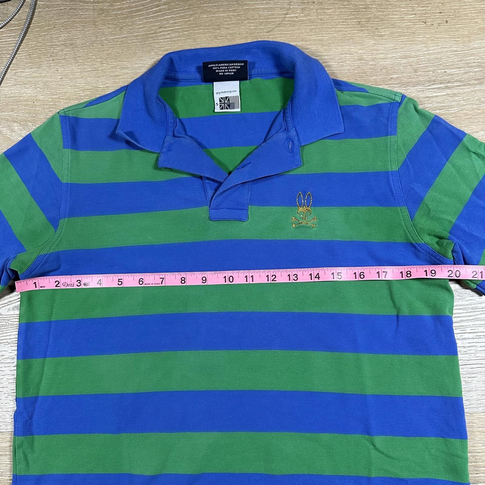 Psycho Bunny Psycho Bunny Men's Polo Shirt Size 5 Blue and Green Striped Size US M / EU 48-50 / 2 - 6 Thumbnail