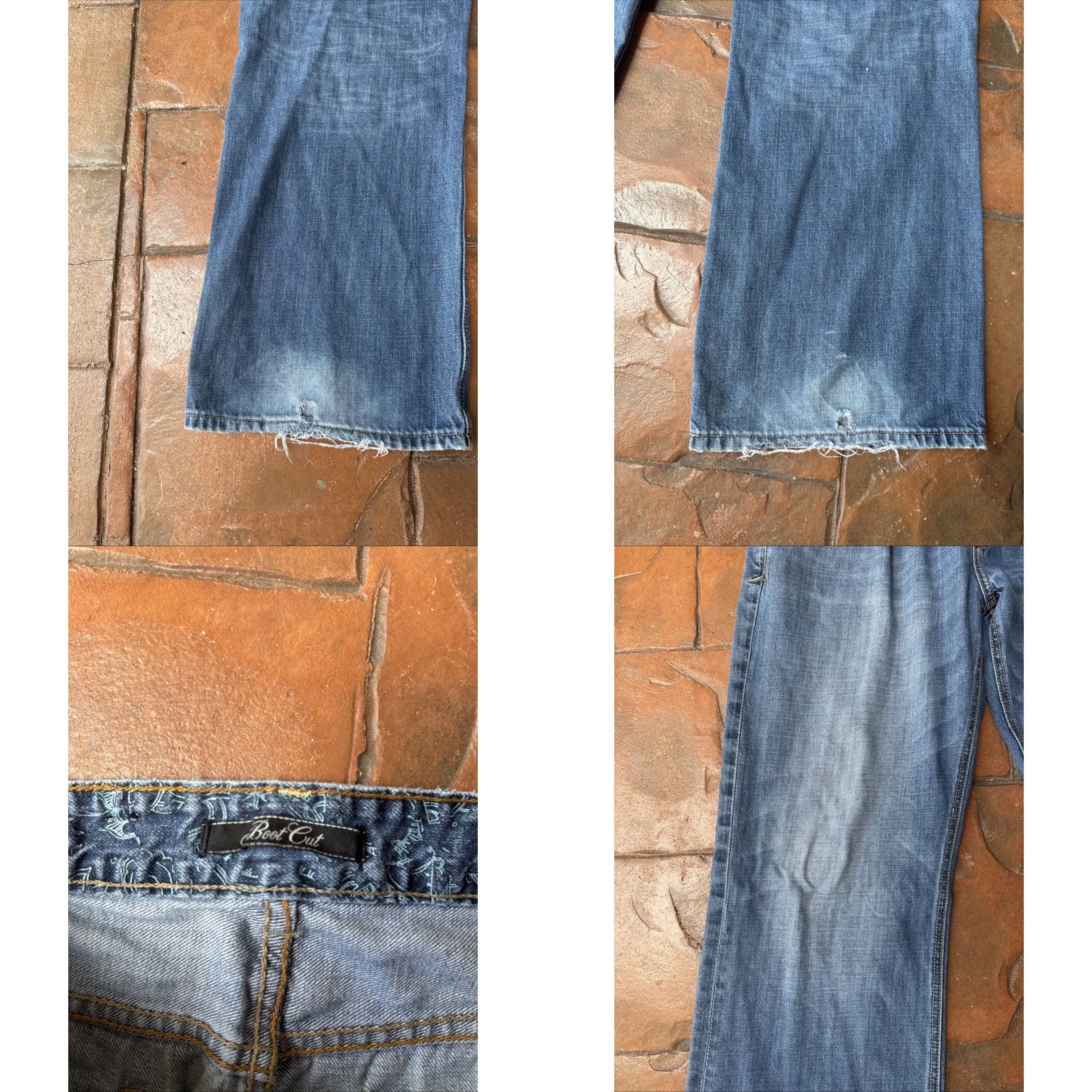 Marcs VINTAGE Marc Ecko Jeans Bootcut Mens 38x30 Dark Blue Cotton Embroidered 90s Grunge Hip Hop Pockets Relaxed Bootscut 38 Mens Size US 38 / EU 54 - 8 Thumbnail