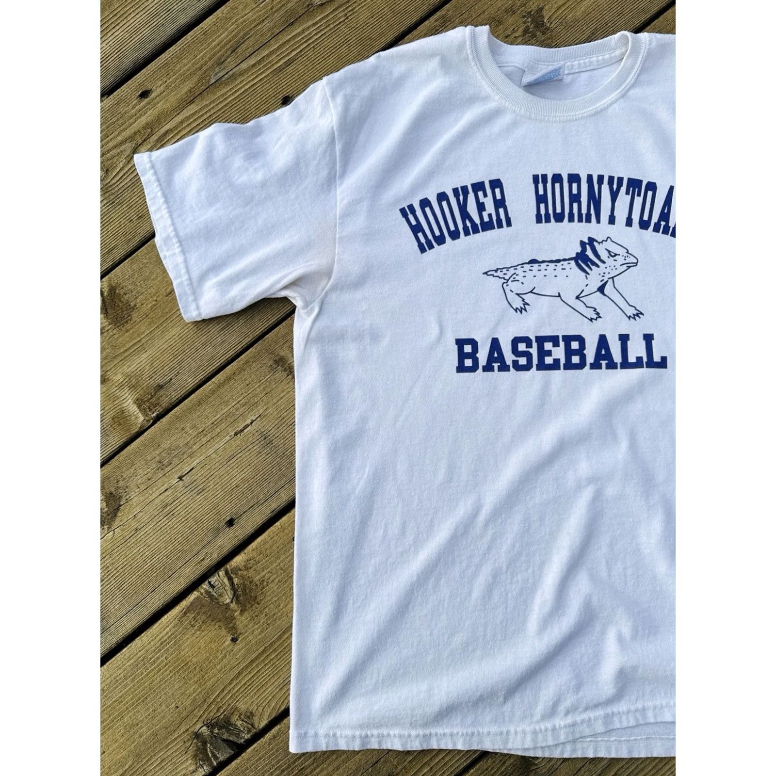 Hanes Hanes Hooker Hornytoads Baseball Shirt White Mens M Logo Short Sleeve Crew Neck 50/50 Sports Funny T-Shirt Size US M / EU 48-50 / 2 - 2 Thumbnail