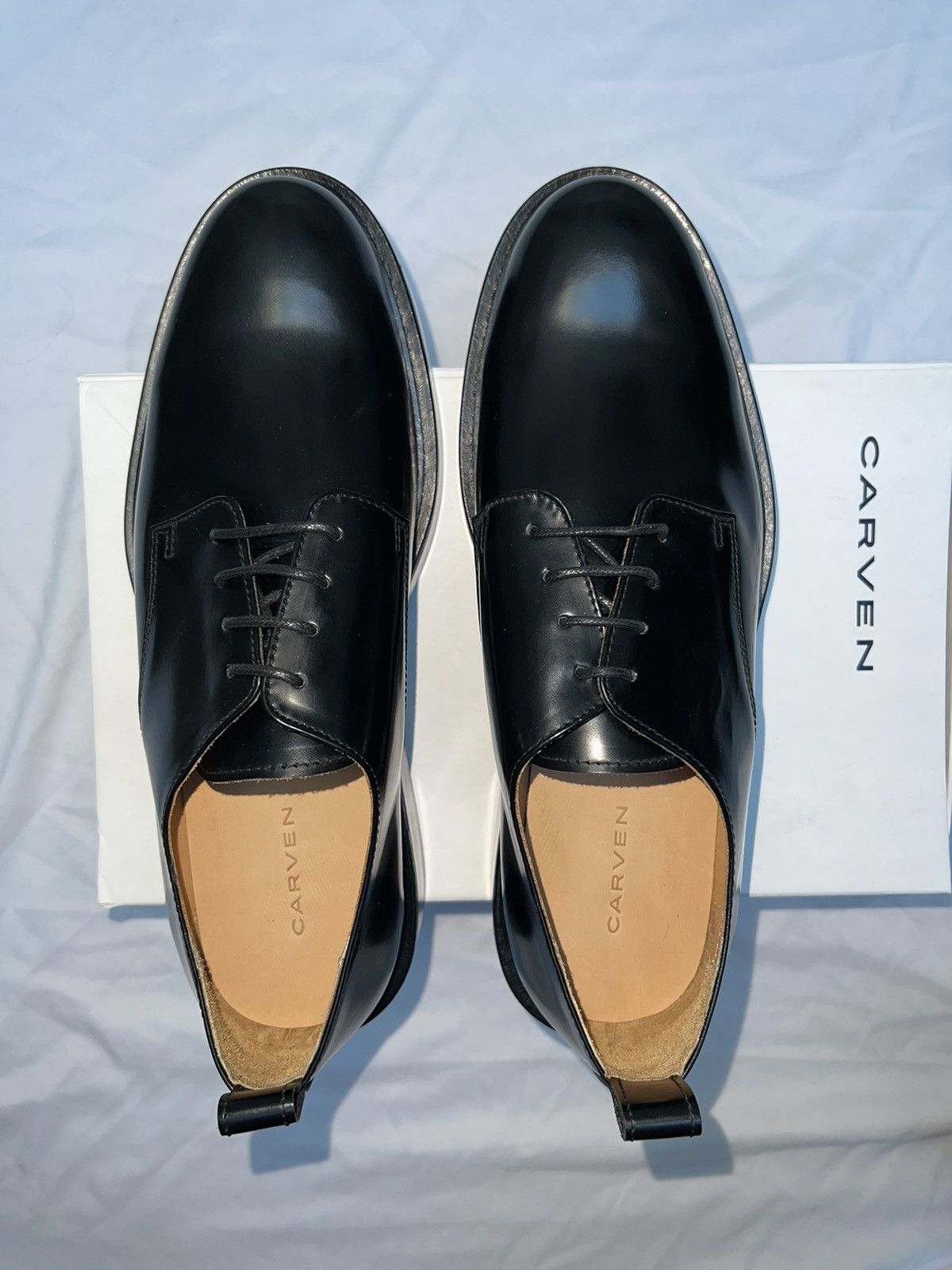 image of Black Carven Men’S Leather Derby Shoes, Men's (Size 10)