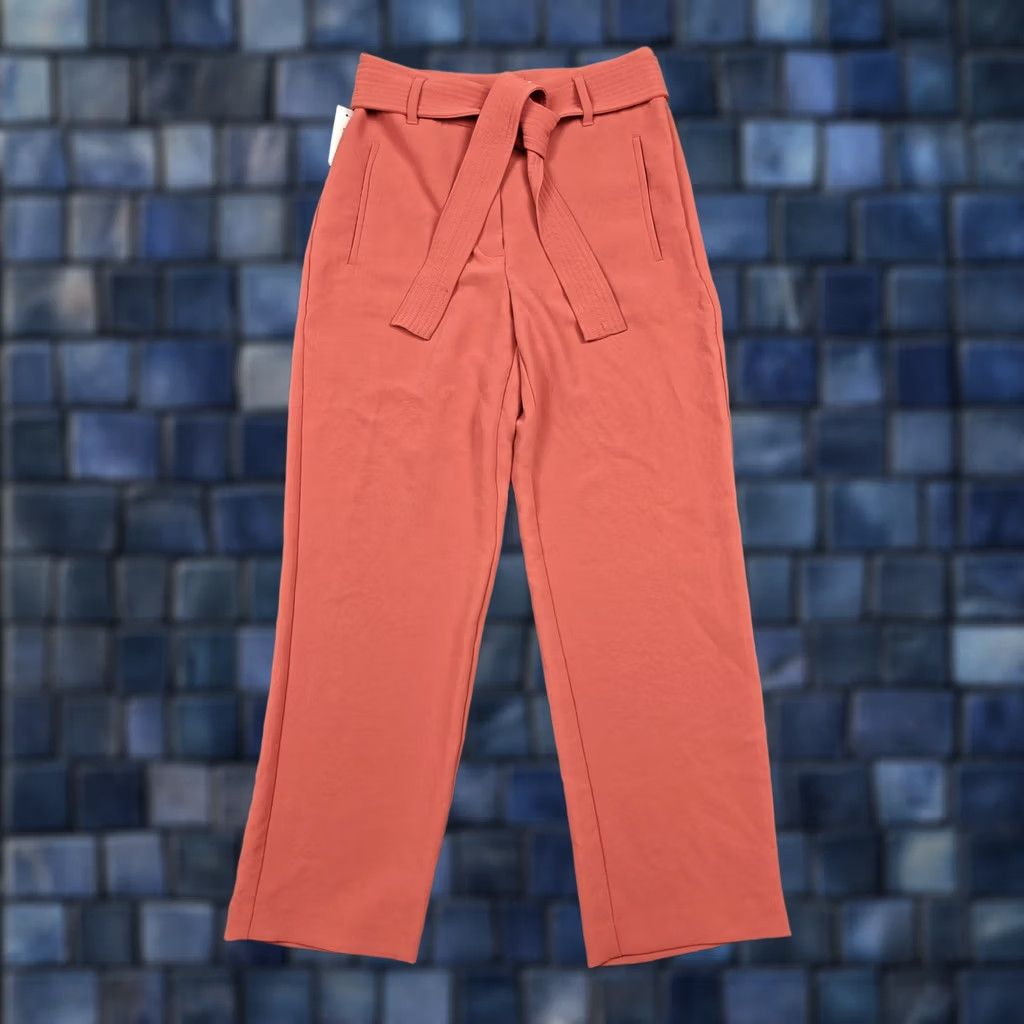 Vintage Wilfred Pants Womens 8 Red Crepe Tie Front Belted Straight Leg Dress Aritzia New Size 30" / US 8 / IT 44 - 1 Thumbnail