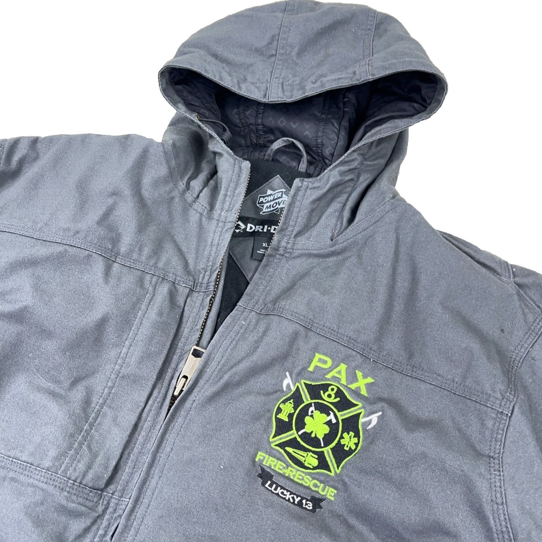 Vintage DRI DUCK Jacket Men XL Gray Canvas Hooded Work Wear Power Move Lined Adult Size US XL / EU 56 / 4 - 4 Thumbnail