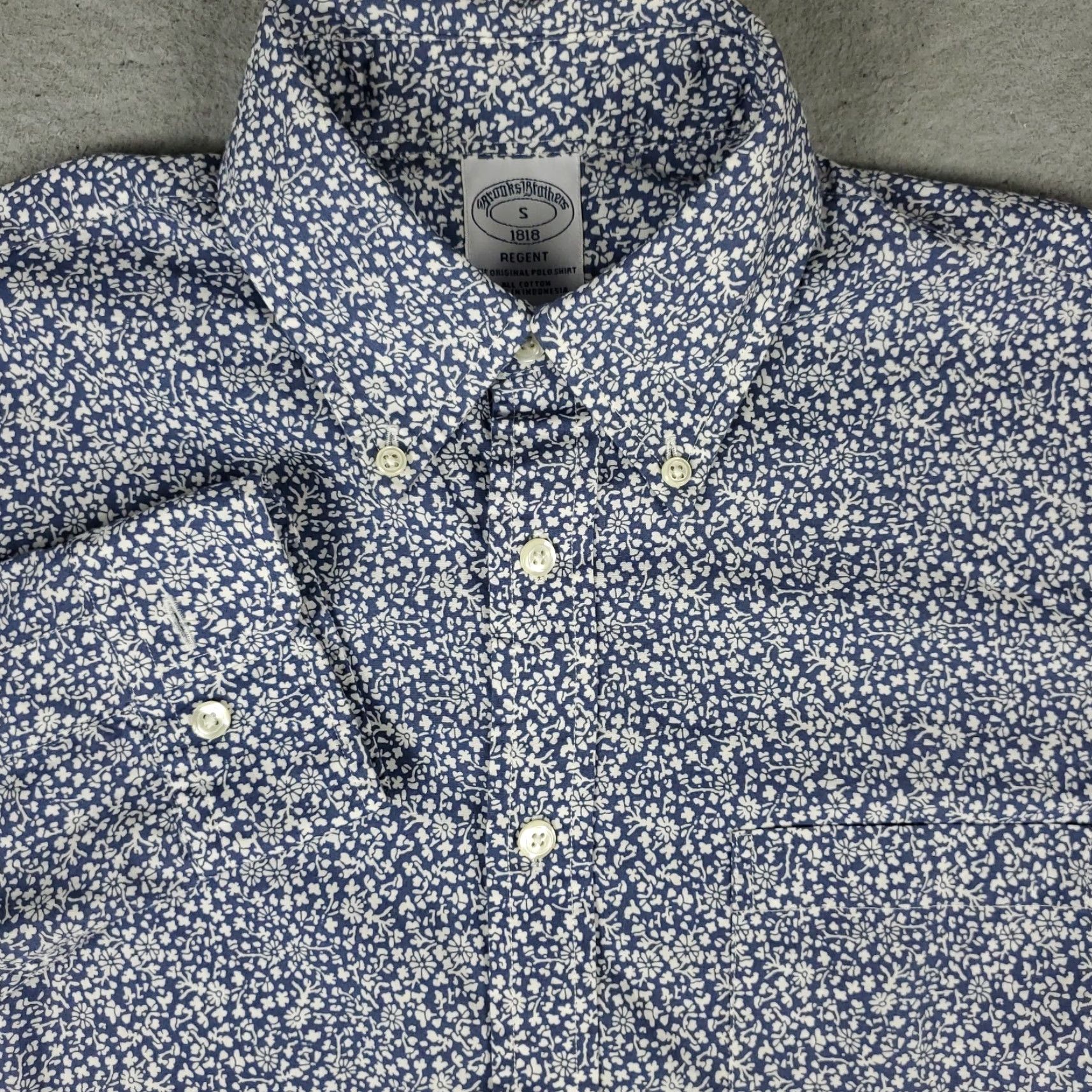 Brooks Brothers Brooks Brothers Shirt Mens Small Blue White Floral Regent Button Up Long Sleeve Size US S / EU 44-46 / 1 - 2 Thumbnail