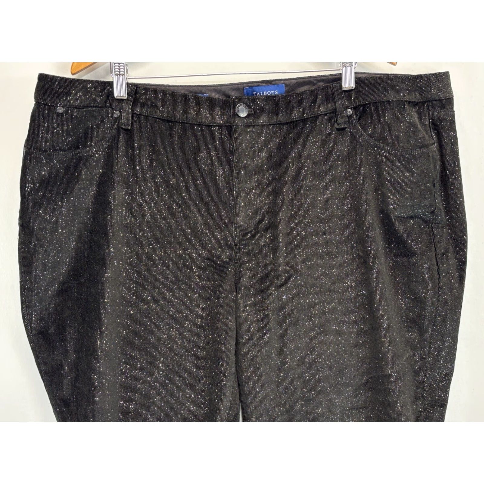 Talbots Talbots Pants Slim Ankle Corduroy Women’s 24W Plus Black Metallic Sparkle Size 42" / US 20 - 2 Thumbnail